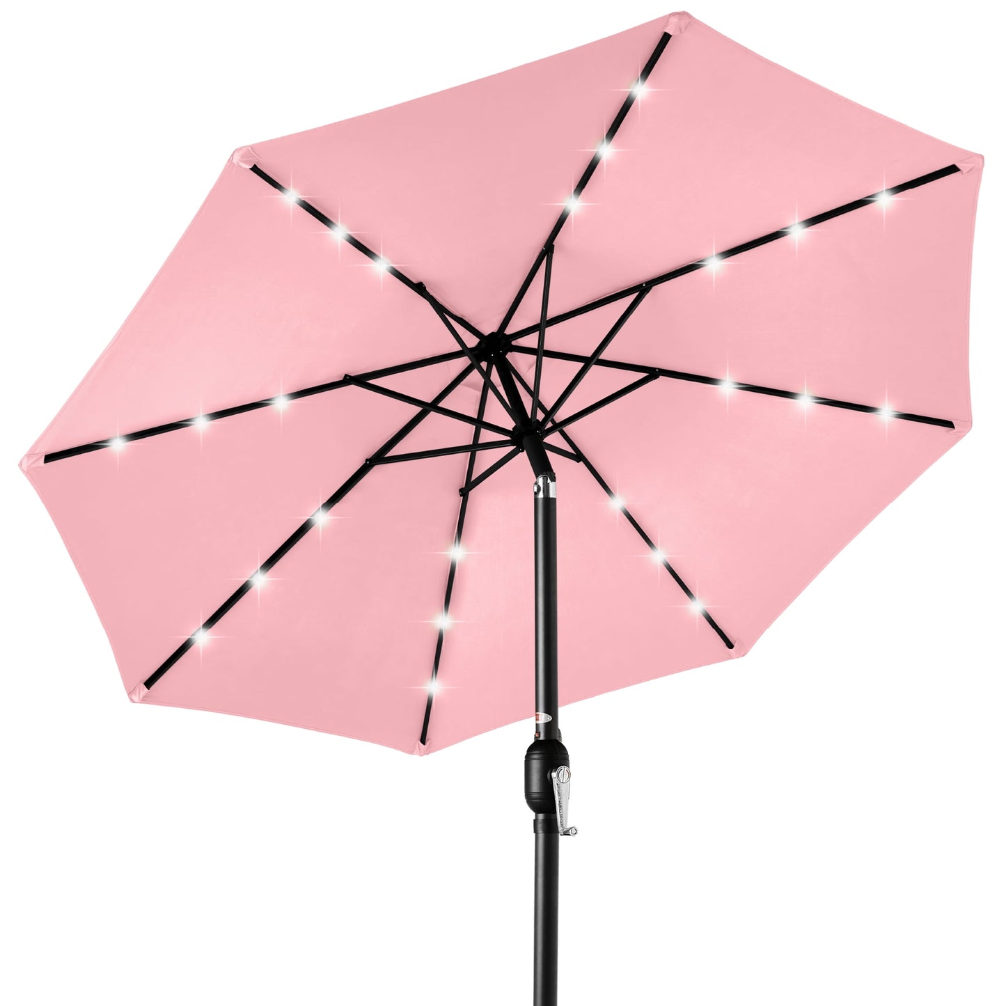 Best Choice Products 10ft Solar LED Lighted Patio Umbrella w/ Tilt Adjustment, UV-Resistant Fabric - Slate