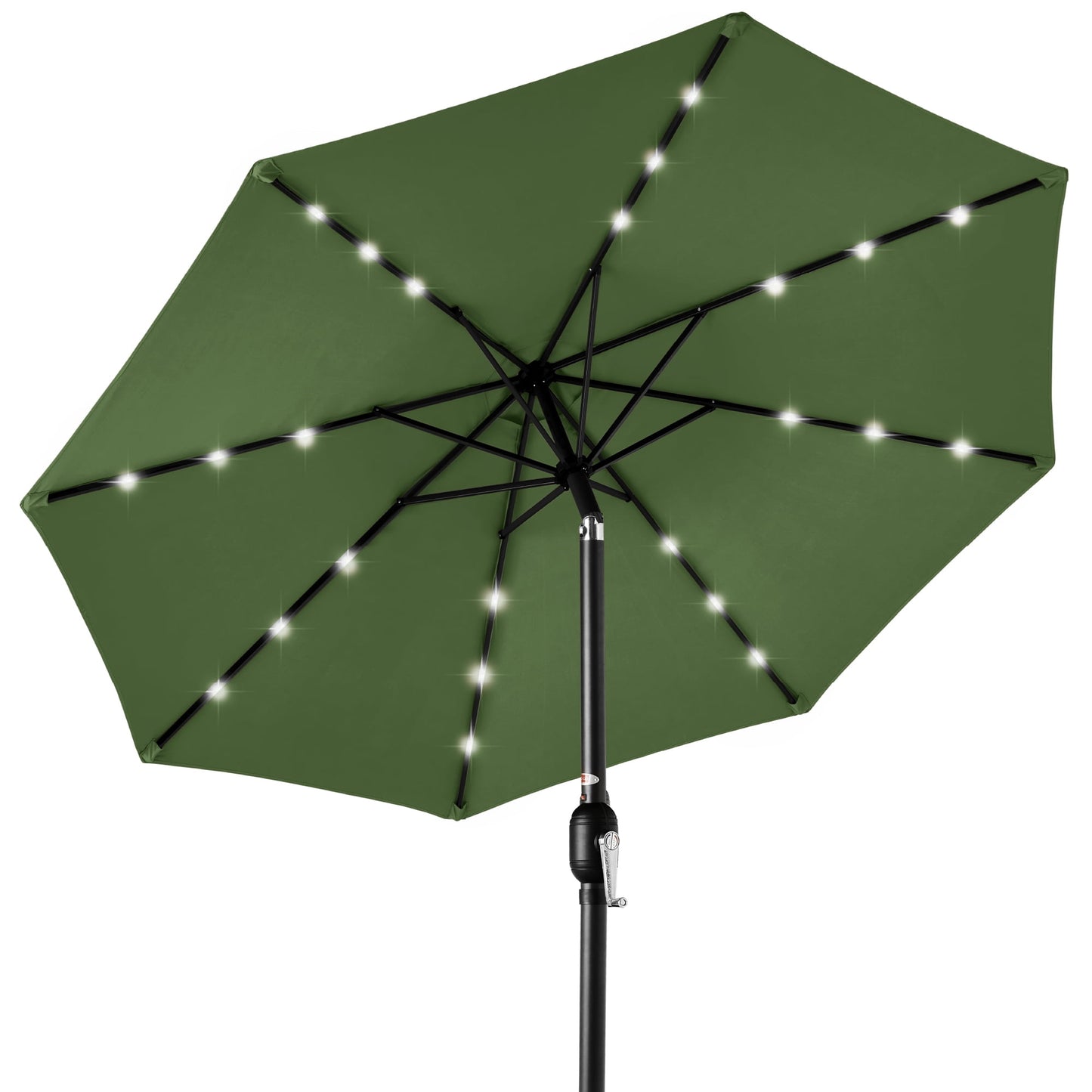 Best Choice Products 10ft Solar LED Lighted Patio Umbrella w/ Tilt Adjustment, UV-Resistant Fabric - Slate