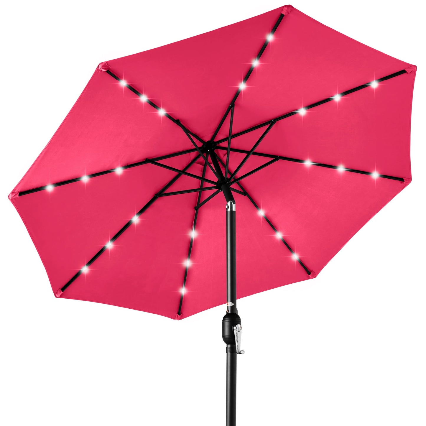 Best Choice Products 10ft Solar LED Lighted Patio Umbrella w/ Tilt Adjustment, UV-Resistant Fabric - Slate