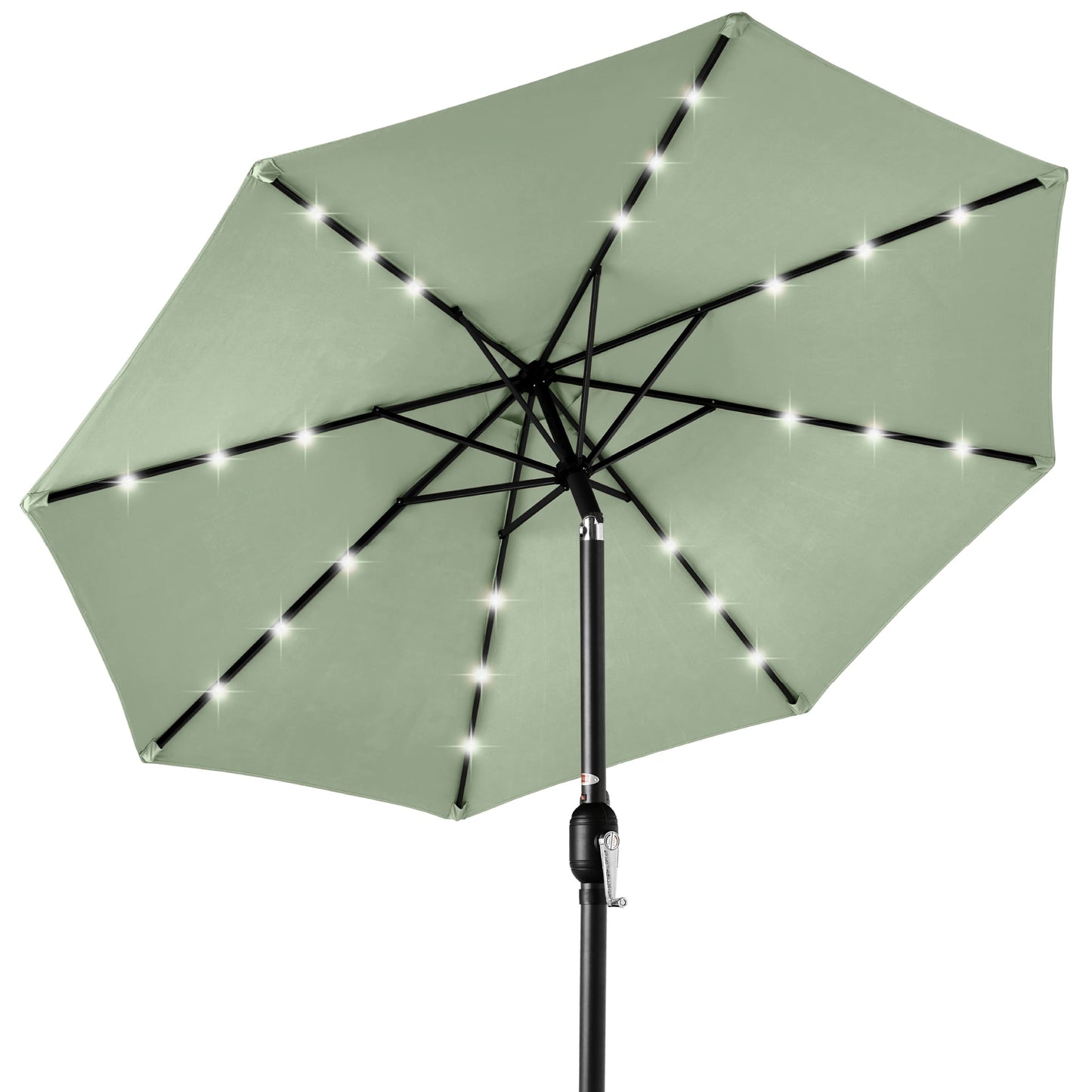 Best Choice Products 10ft Solar LED Lighted Patio Umbrella w/ Tilt Adjustment, UV-Resistant Fabric - Slate