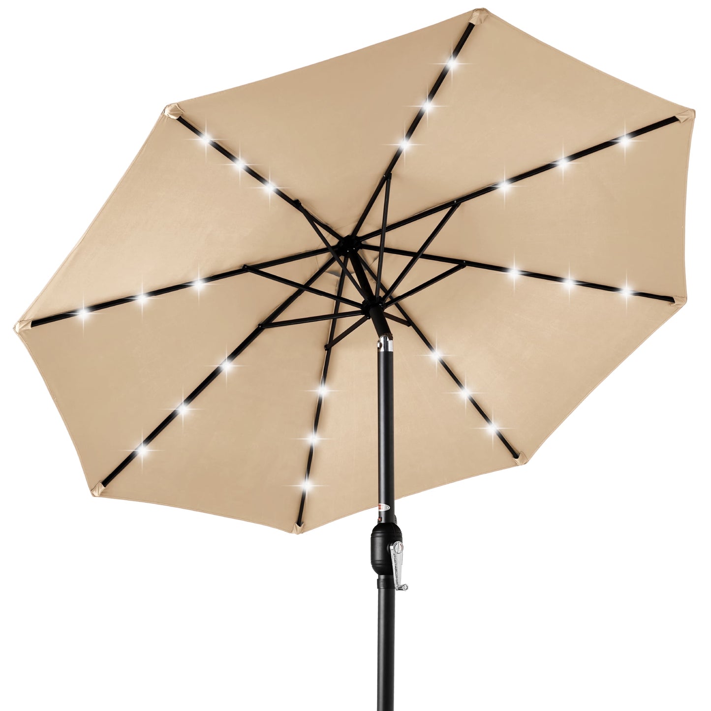 Best Choice Products 10ft Solar LED Lighted Patio Umbrella w/ Tilt Adjustment, UV-Resistant Fabric - Slate
