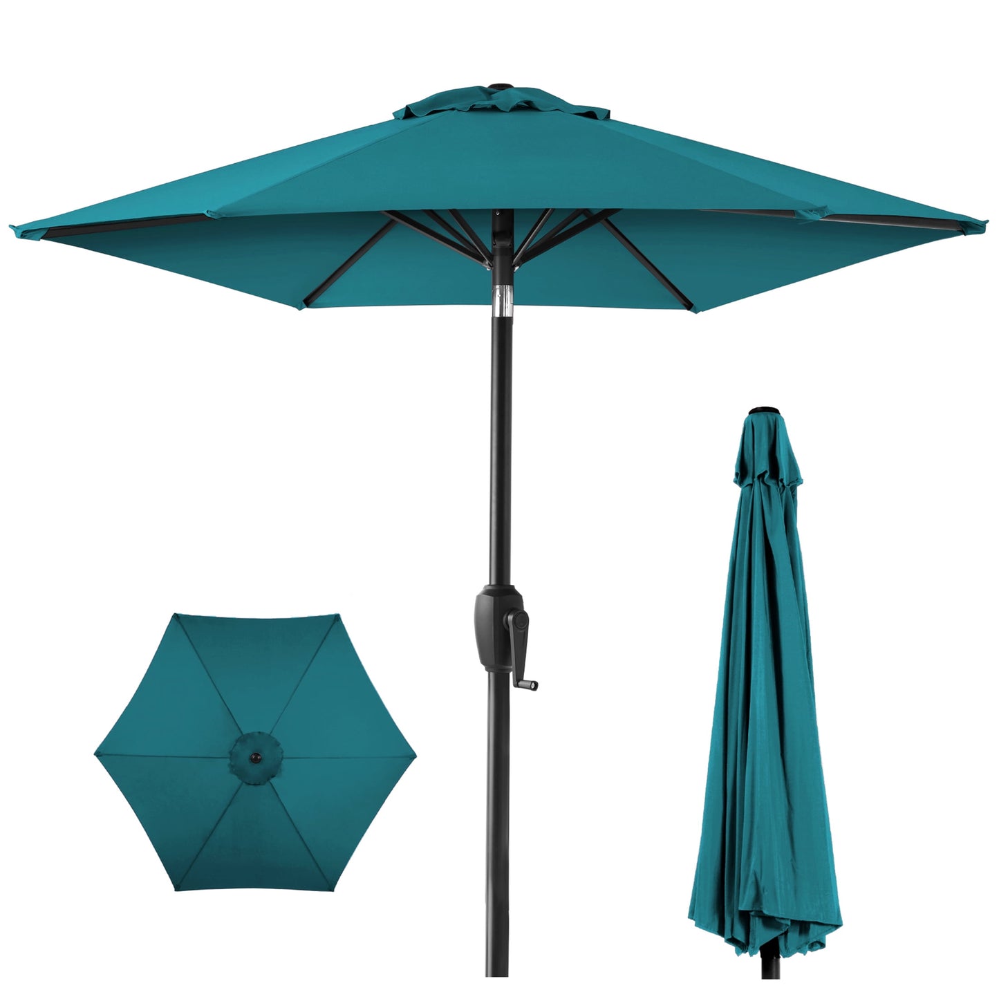 Best Choice Products 7.5ft Heavy-Duty Outdoor Market Patio Umbrella w/ Push Button Tilt, Easy Crank - Yellow