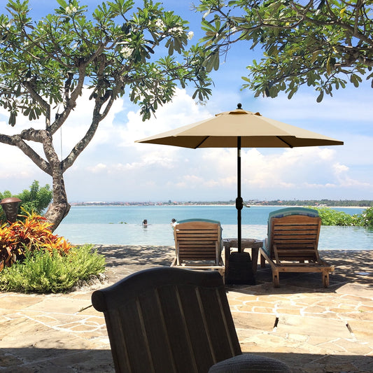Bibana 7.5ft Outdoor Patio Umbrella Market Umbrella Table Umbrella with 6 Ribs, Push Button Tilt/Crank - Tan