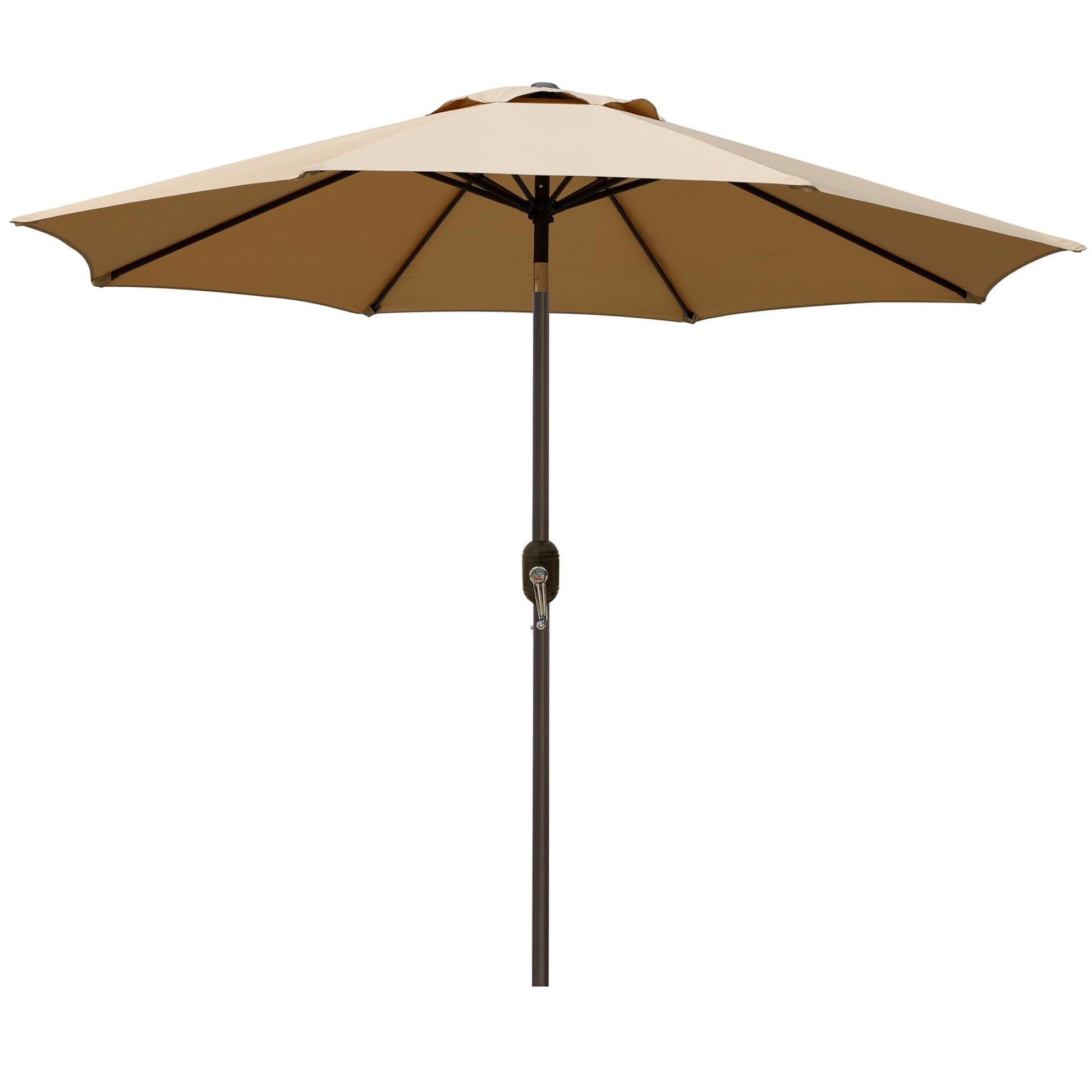 Blissun 9' Outdoor Patio Umbrella, Outdoor Table Umbrella, Yard Umbrella, Market Umbrella with 8 Sturdy Ribs, Push Button Tilt and Crank (Tan) C80