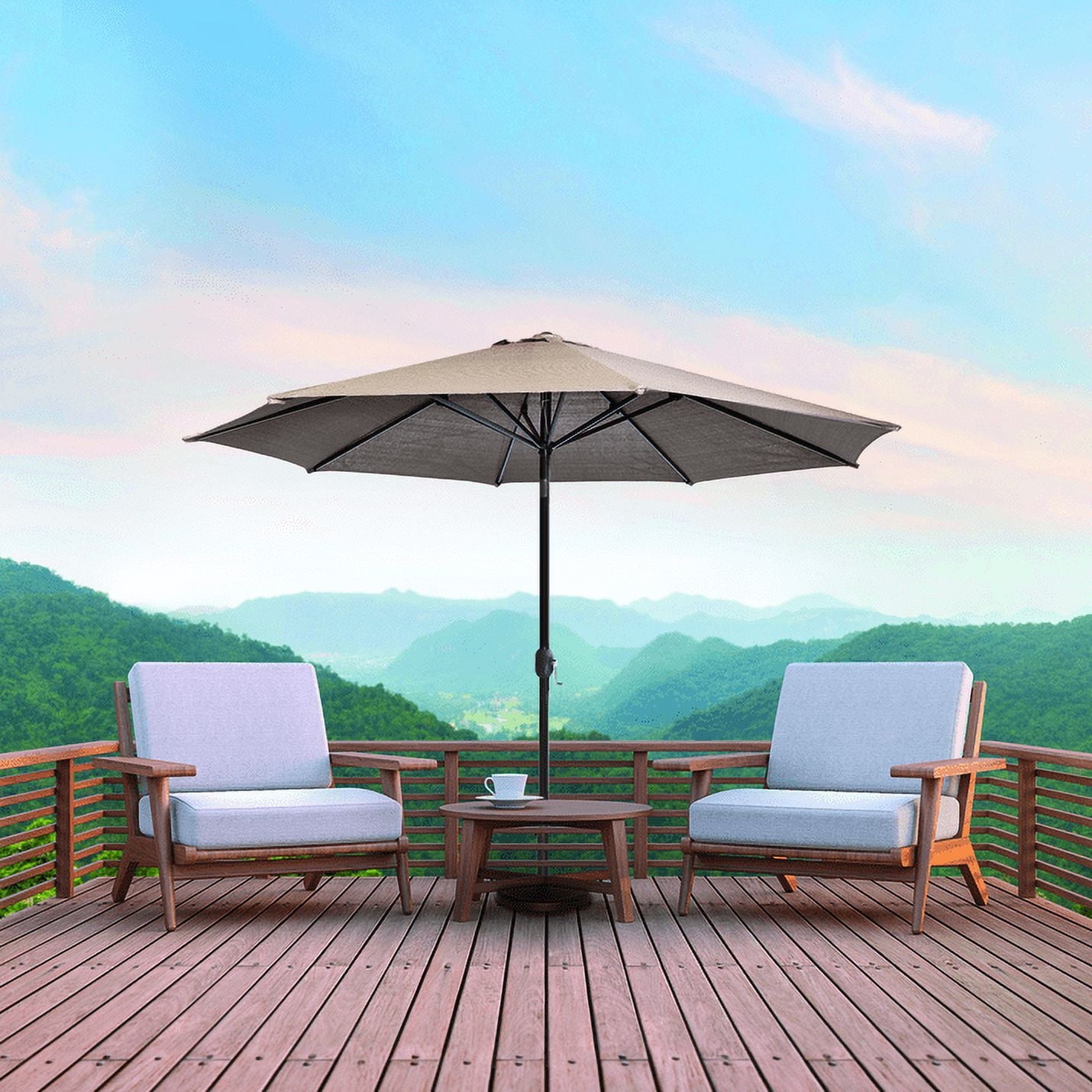 Coolaroo Round Market Patio Umbrella,90% UV, 11', Smoke