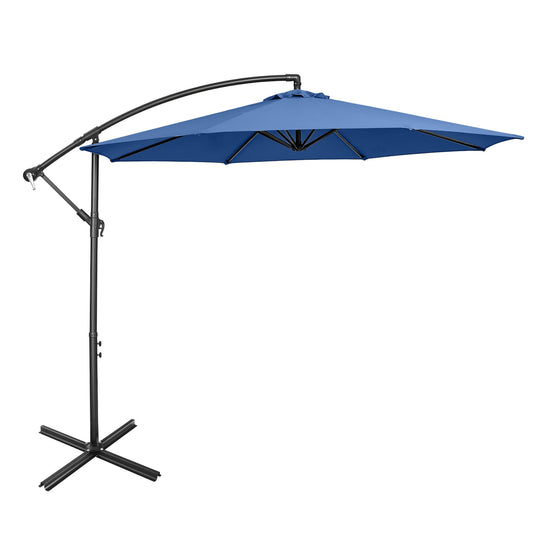 Costway 96" Navy Blue Octagon Offset Patio Umbrella, Fade Resistant
