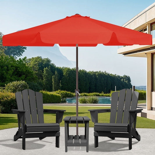 JUSTLET 10 FT Outdoor Patio Umbrella with Push Button Tilt and Crank Sysytem, Round Umbrella for Garden, Poolside, Deck and Backyard, Orange