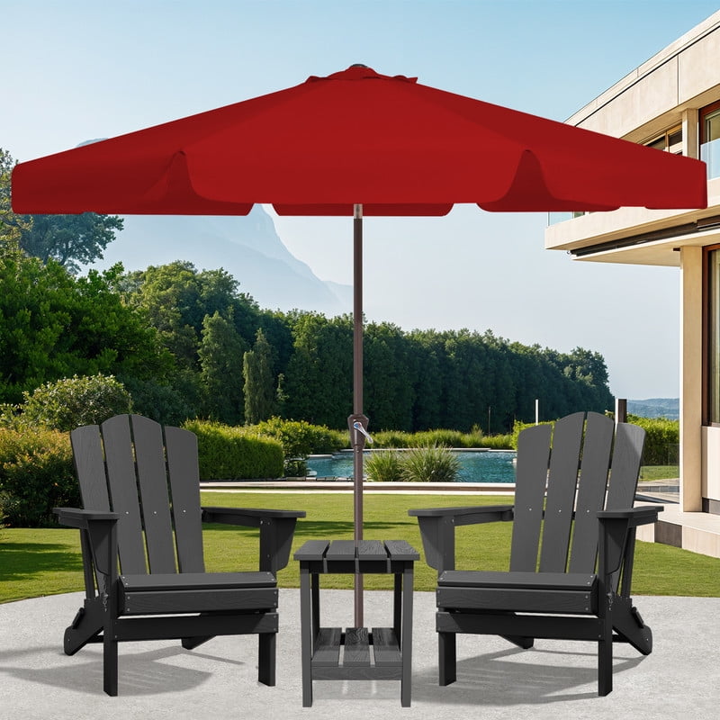 JUSTLET 10 FT Outdoor Patio Umbrella with Push Button Tilt and Crank Sysytem, Round Umbrella for Garden, Poolside, Deck and Backyard, Orange