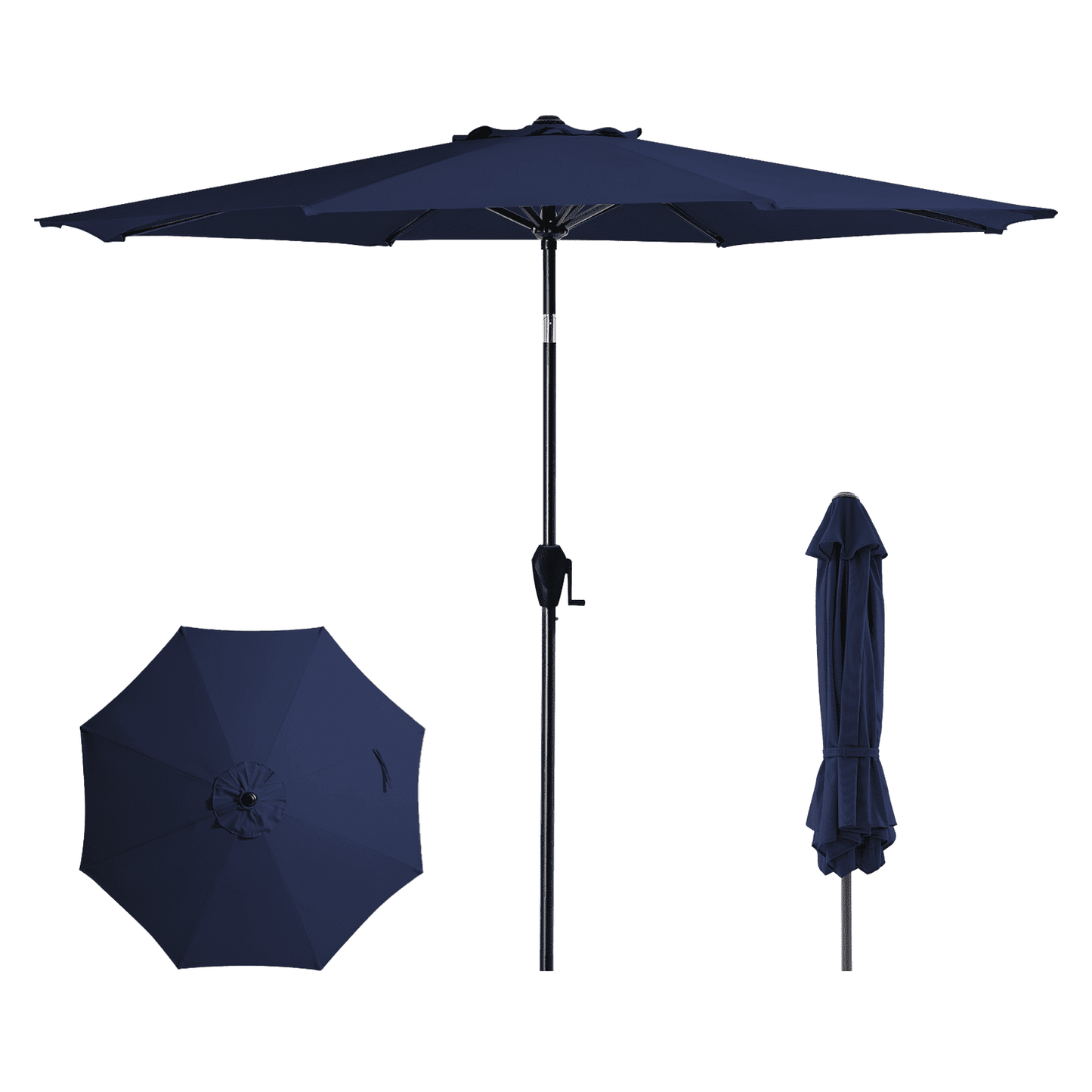 JUSTLET 10ft Patio Umbrella w/ Easy Crank & Tilt, 8-Rib Heavy-Duty Market Umbrella - Outdoor Umbrella for Backyard, Garden, Patio, Deck, Cafe, and Restaurant, Deck & Backyard - Beige