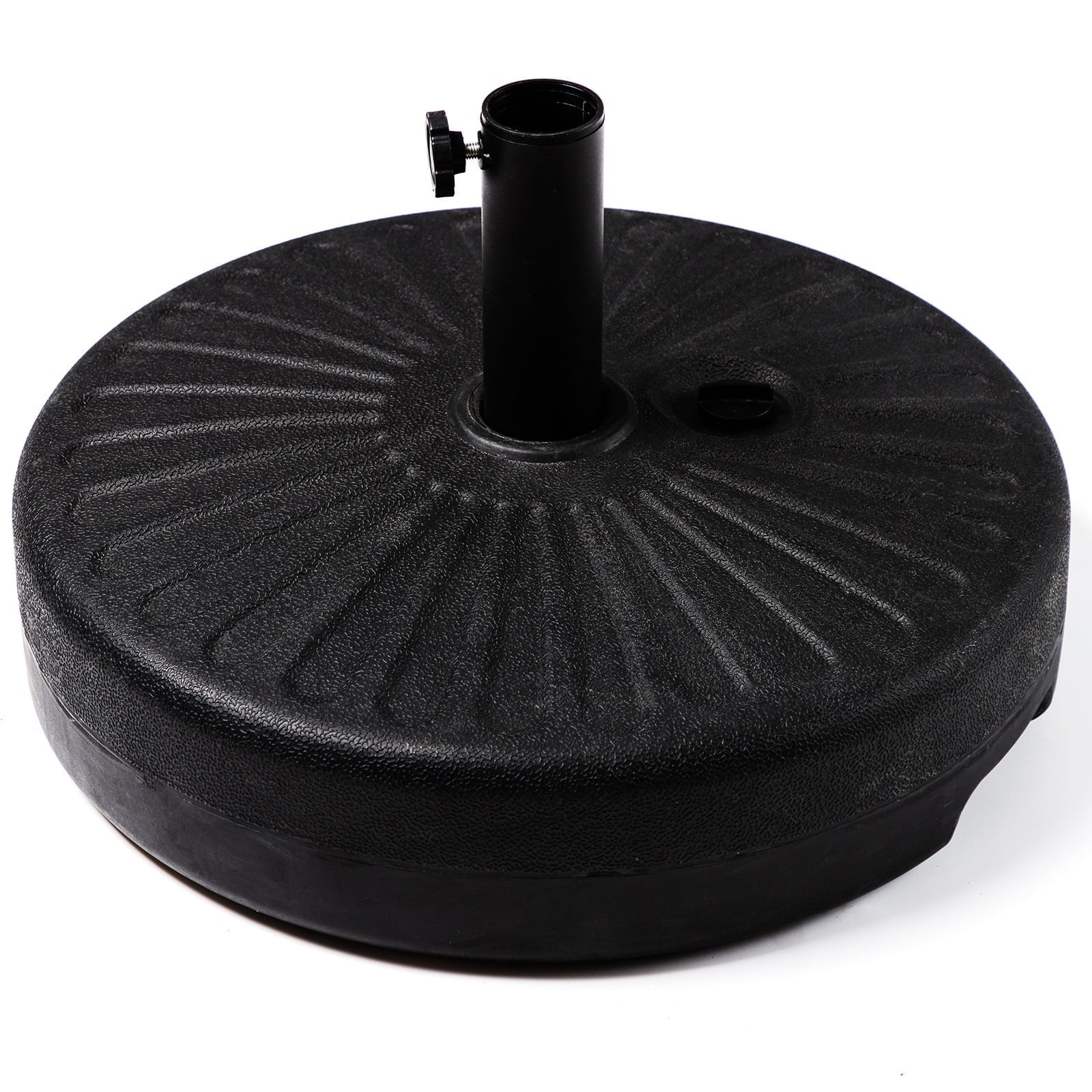 JUSTLET Heavy Duty Patio Umbrella Base Stand – Weather-Resistant Outdoor Parasol Holder with Black Finish, for Backyard, Garden, Deck, or Poolside Use