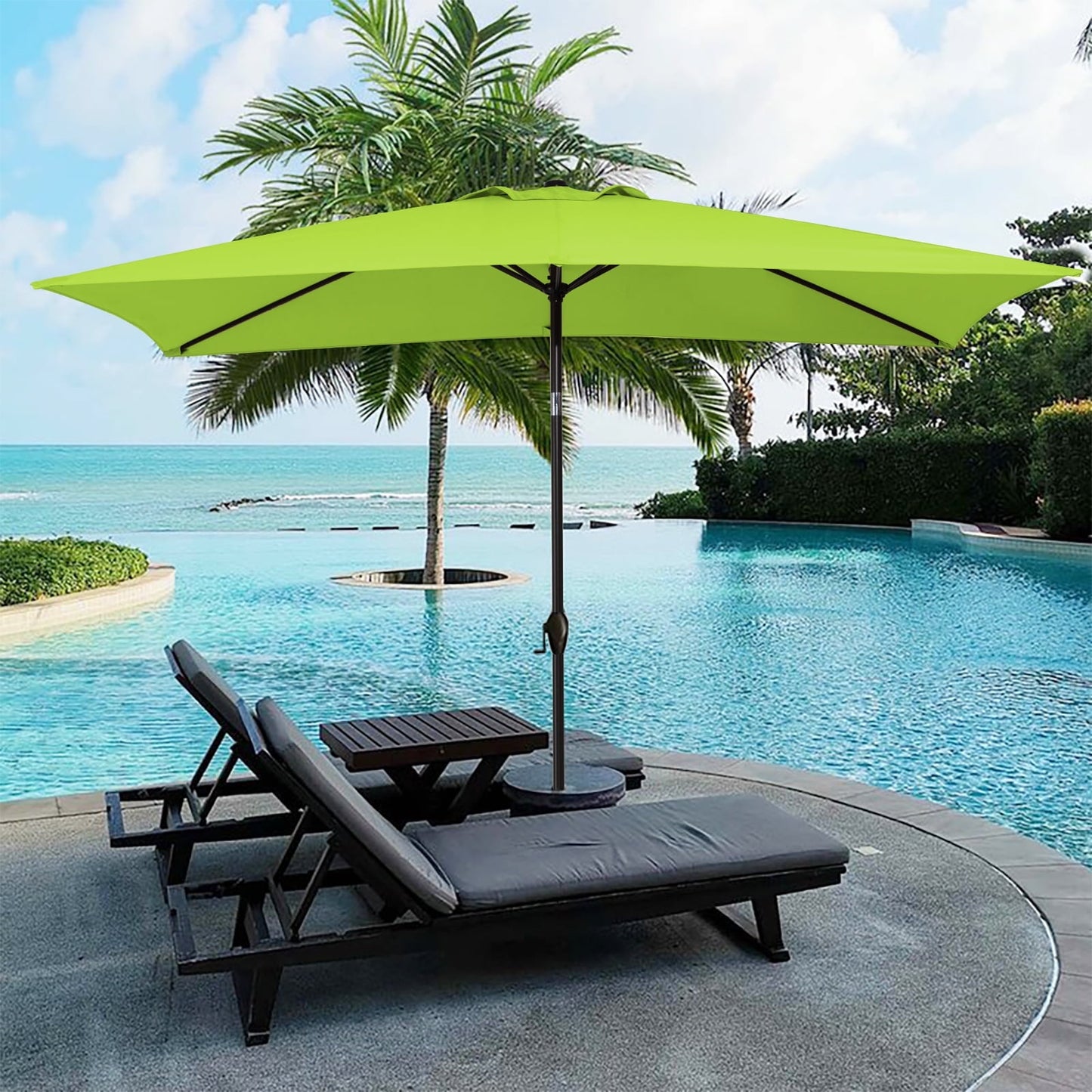 JUSTLET 6.5' x 10' Rectangular Patio Umbrellas, Outdoor Umbrella for Chair, Navy Blue