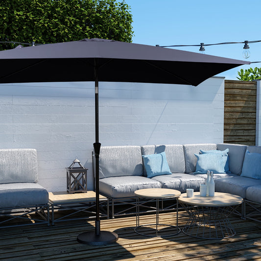 JUSTLET 6.5' x 10' Rectangular Patio Umbrellas, Outdoor Umbrella for Chair, Navy Blue
