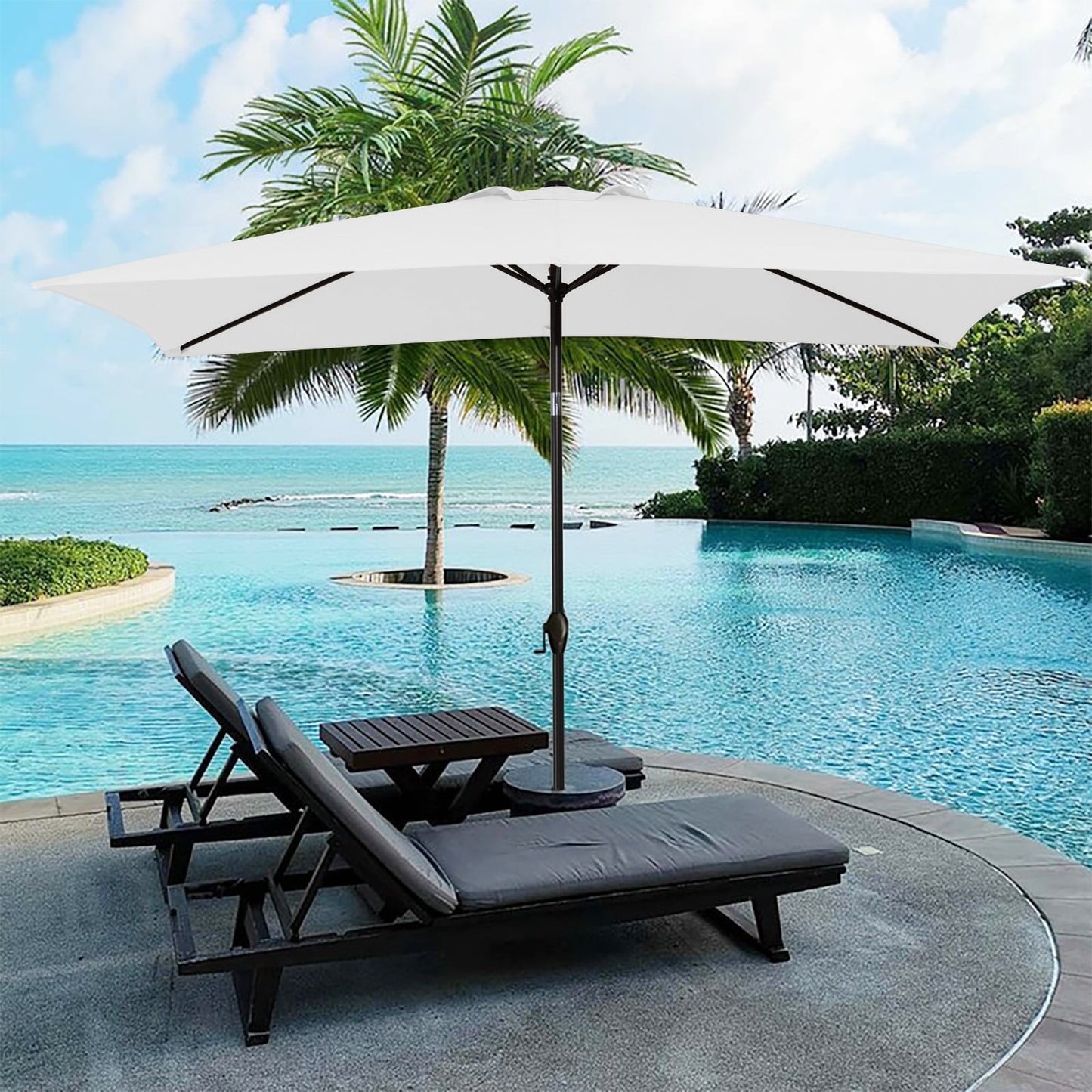 JUSTLET 6.5' x 10' Rectangular Patio Umbrellas, Outdoor Umbrella for Chair, Navy Blue