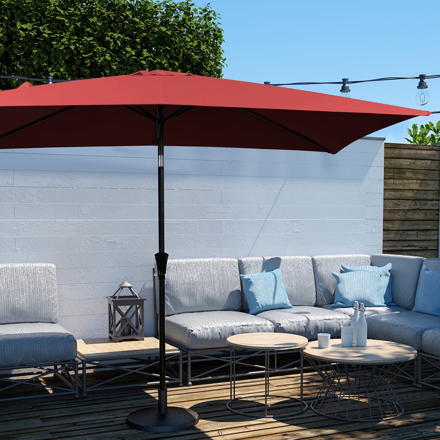 JUSTLET 6.5' x 10' Rectangular Patio Umbrellas, Outdoor Umbrella for Chair, Navy Blue
