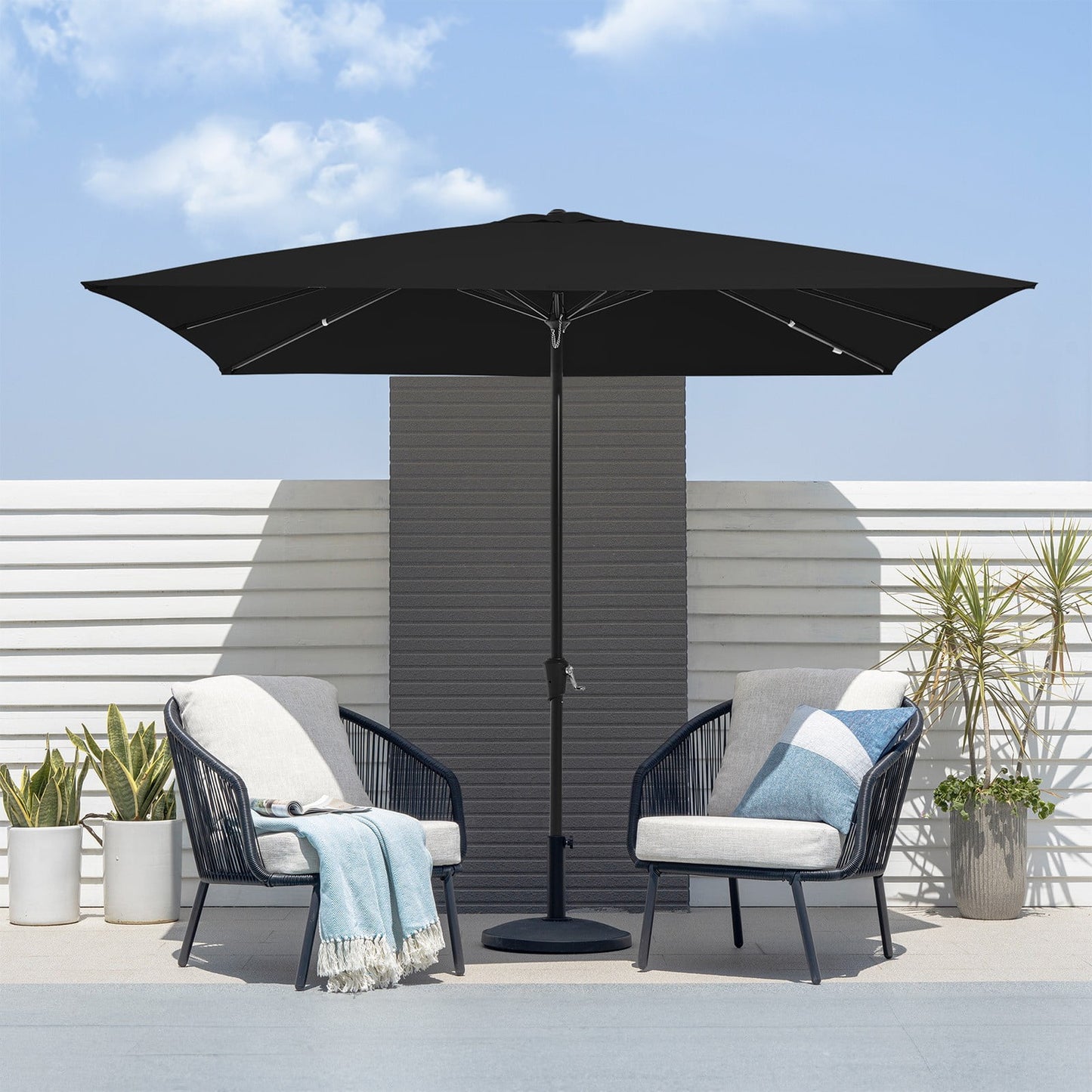 JUSTLET 8 x 10 ft Outdoor Rectangular Patio Market Umbrella, Beige