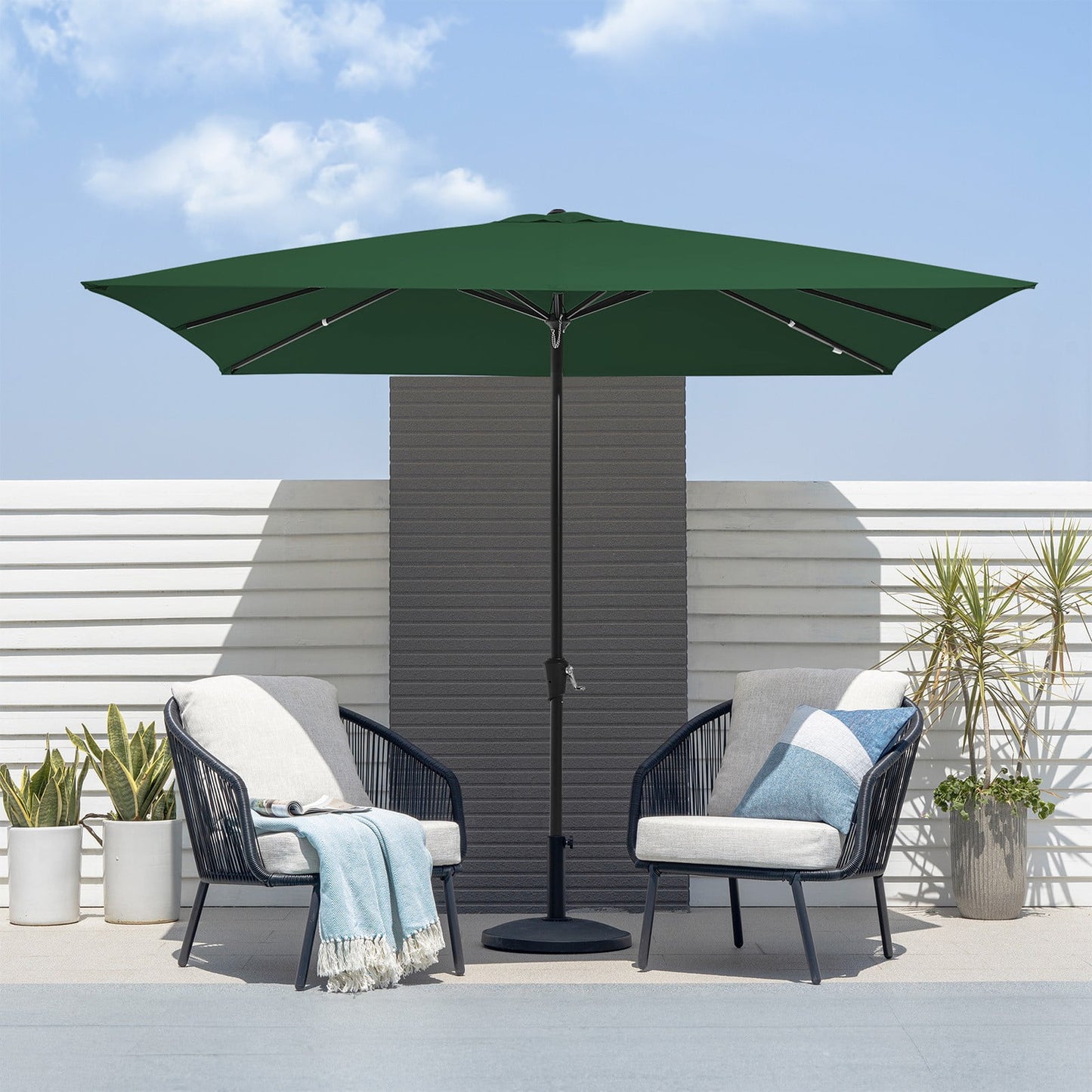 JUSTLET 8 x 10 ft Outdoor Rectangular Patio Market Umbrella, Beige