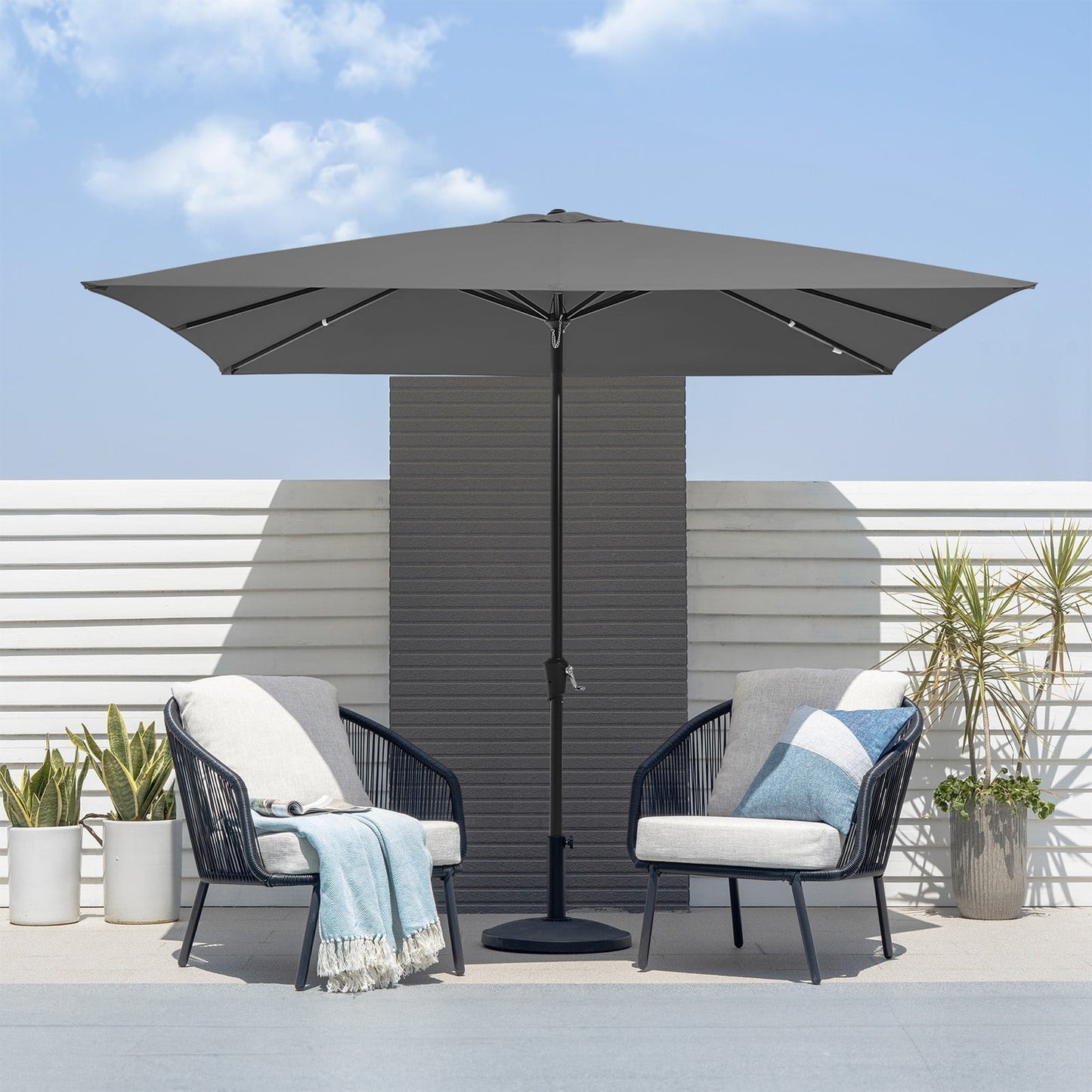JUSTLET 8 x 10 ft Outdoor Rectangular Patio Market Umbrella, Beige