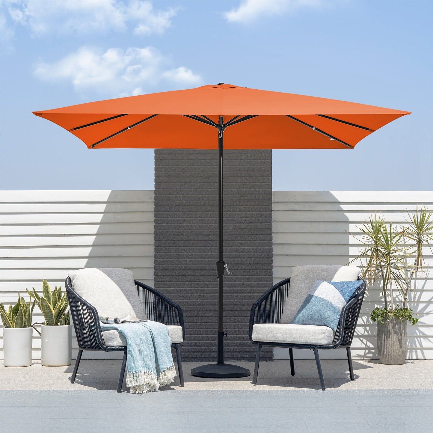 JUSTLET 8 x 10 ft Outdoor Rectangular Patio Market Umbrella, Beige