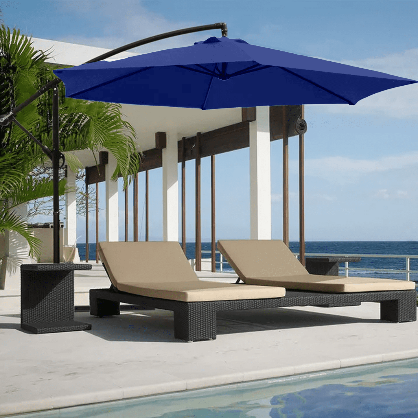 Lacoo10-Foot Offset Hanging Polyester Market Outdoor Patio Umbrella with Steel Frame and Easy Tilt,Black