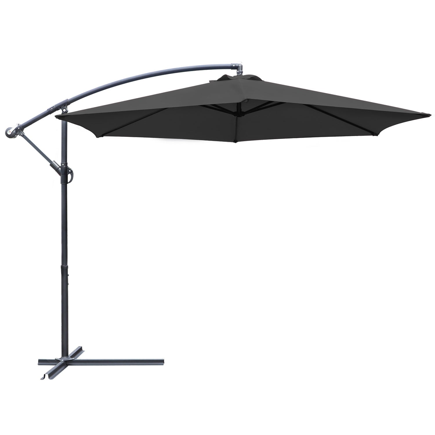 Lacoo10-Foot Offset Hanging Polyester Market Outdoor Patio Umbrella with Steel Frame and Easy Tilt,Black