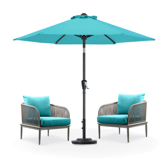 MASTERCANOPY 7.5ft Outdoor Market Patio Umbrella w/ Push Button Tilt and Crank 6 Ribs, Turquoise