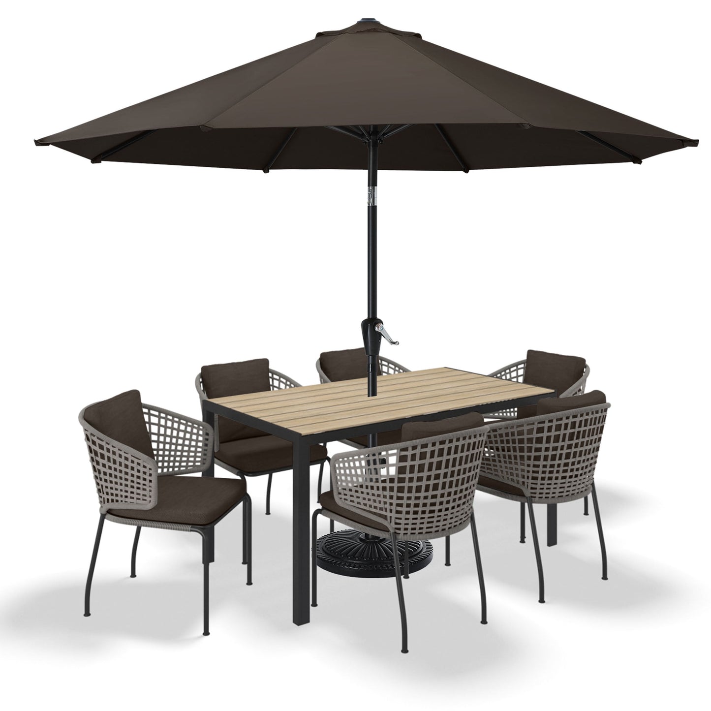 MASTERCANOPY 7.5ft Outdoor Market Patio Umbrella w/ Push Button Tilt and Crank 6 Ribs, Turquoise