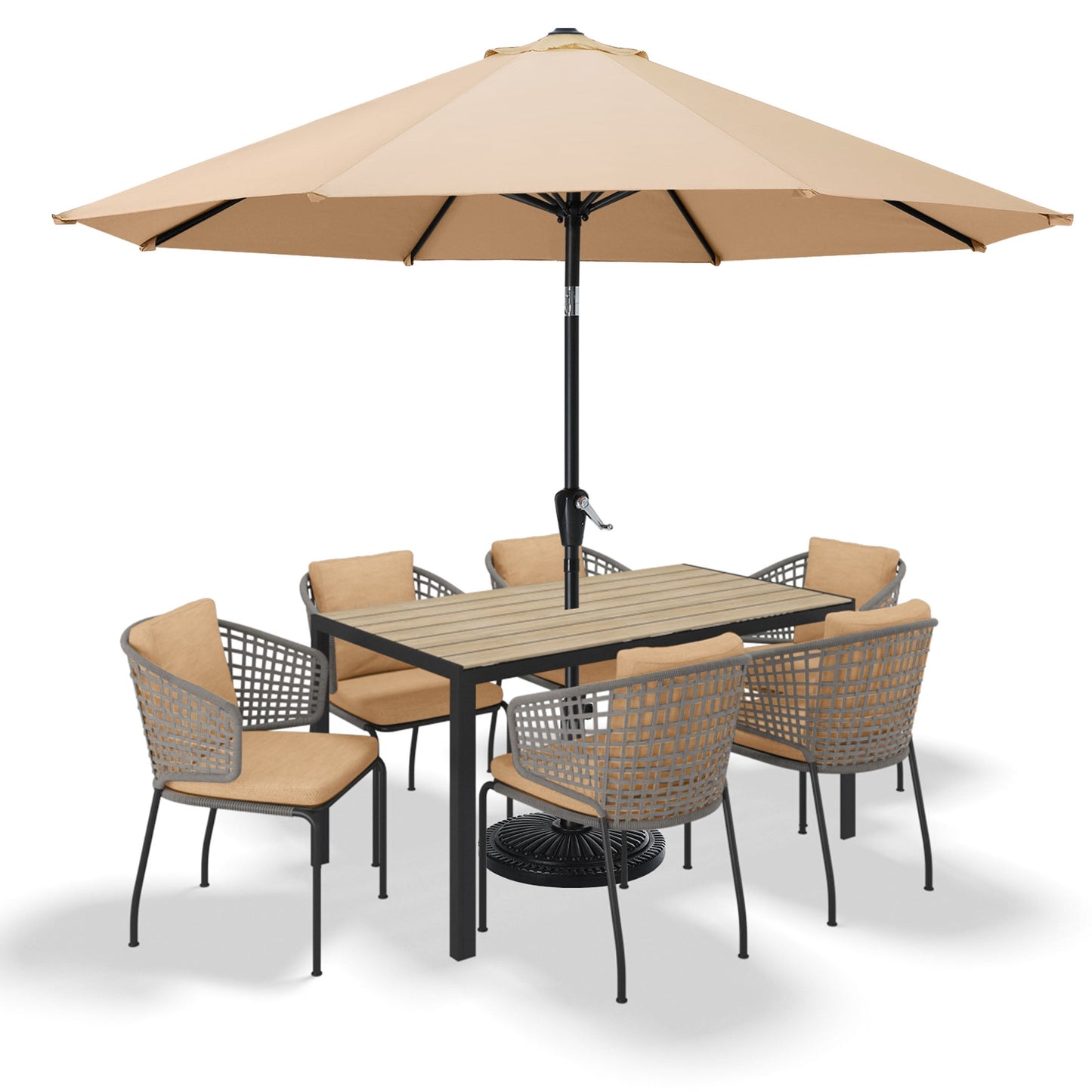 MASTERCANOPY 7.5ft Outdoor Market Patio Umbrella w/ Push Button Tilt and Crank 6 Ribs, Turquoise