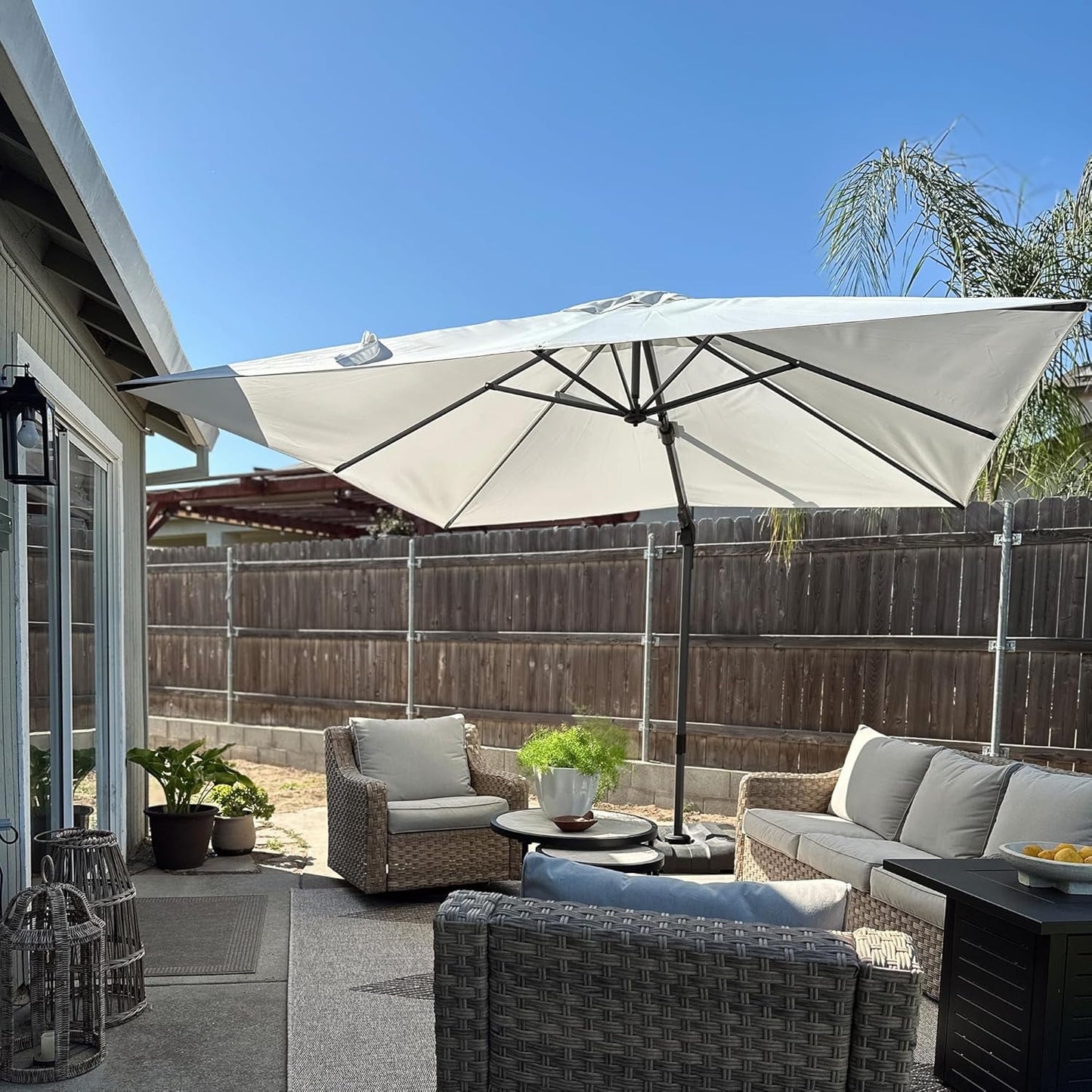 PURPLE LEAF 10x10 Ft Cantilever Umbrella Left-right Tilting Swivel Square Outdoor Patio Umbrella Large Offset Aluminum Umbrella with 360°Rotation Adjustable Pool Umbrella,Gray