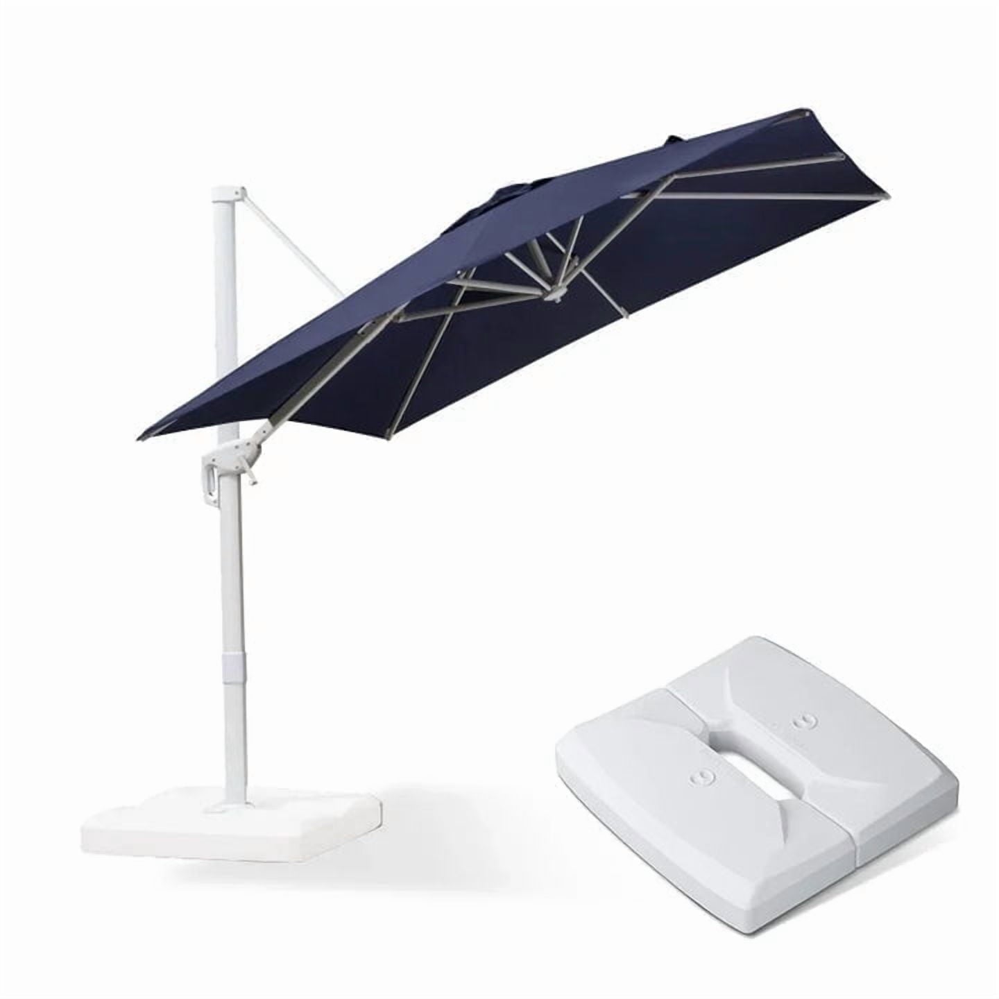 PURPLE LEAF 9 × 11.5 FT Patio Umbrella White Cantilever Offset Umbrella Rectangle Outdoor Umbrella with 360° Rotation for Garden Deck Pool, Beige