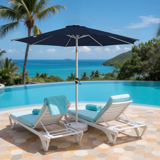 Patio Umbrella, 9 FT Outdoor Umbrellas Waterproof for Pool Table Deck Porch Yard Garden, Market Umbrella with 8 Sturdy Ribs, Push Button Tilt and Crank