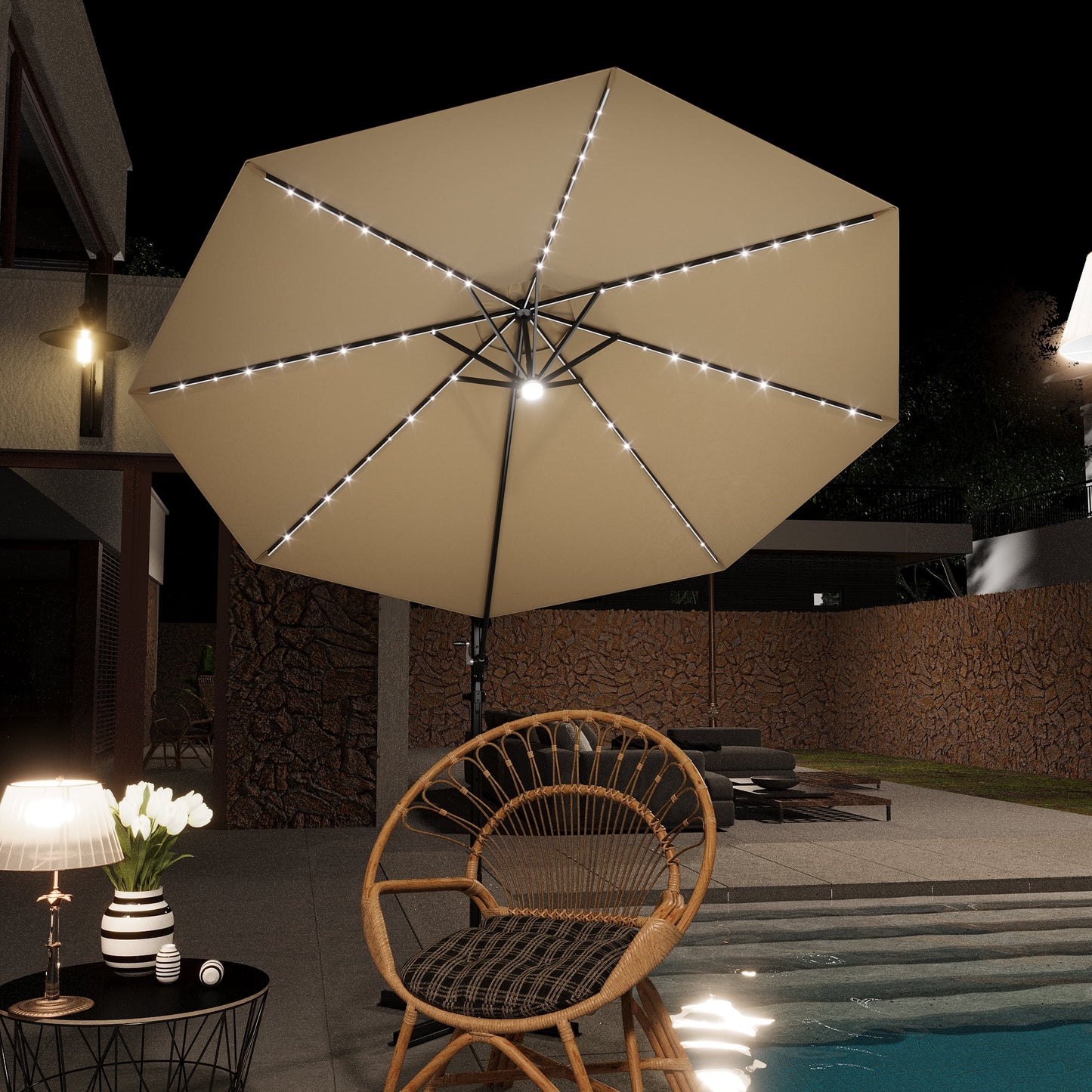Patiowell 10FT Outdoor Patio Umbrella, 360° Rotation, Crank Open & Tilt, Black