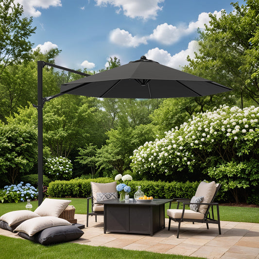 Patiowell 10FT Outdoor Patio Umbrella, 360° Rotation, Crank Open & Tilt, Black