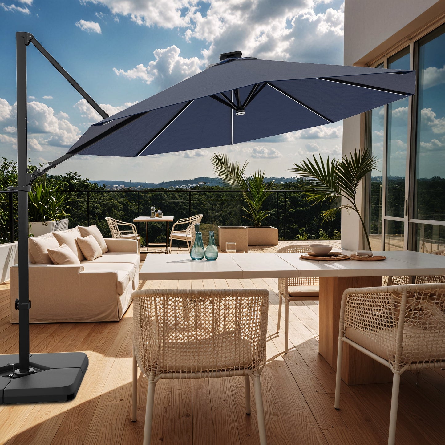 Patiowell 10FT Outdoor Patio Umbrella, 360° Rotation, Crank Open & Tilt, Beige