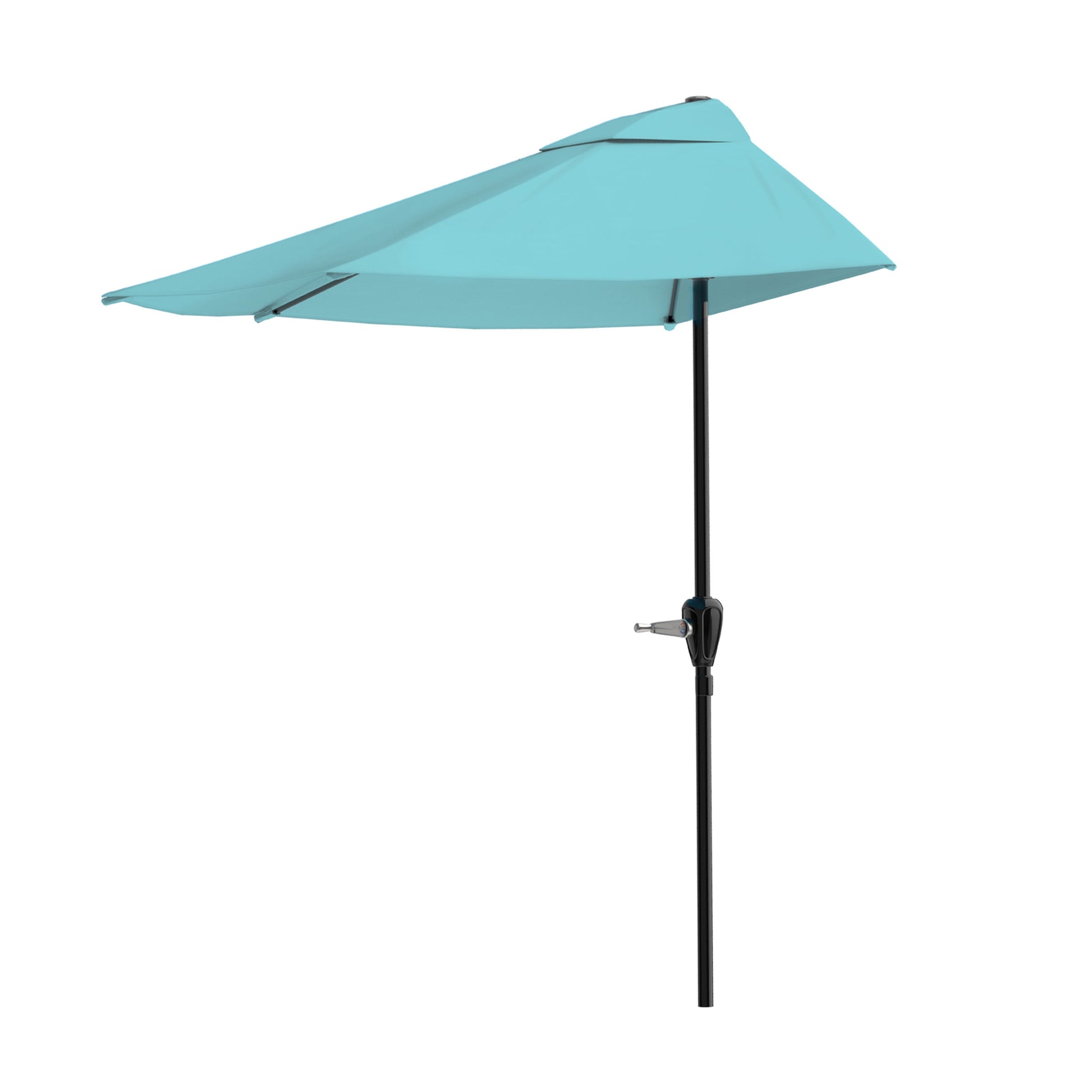Pure Garden 9ft Half Patio Umbrella – Crank-Open Sun Shade for Balcony, Deck, or Porch, Blue
