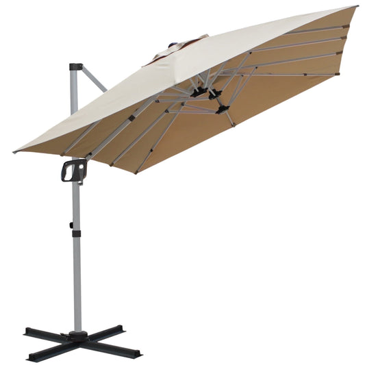 RANSENERS Double Sided Cantilever Patio Umbrella 13 * 8 ft Rectangle Outdoor Offset Umbrella with 360° Rotation and UPF 50+ for Garden Pool Coffeshop - Beige