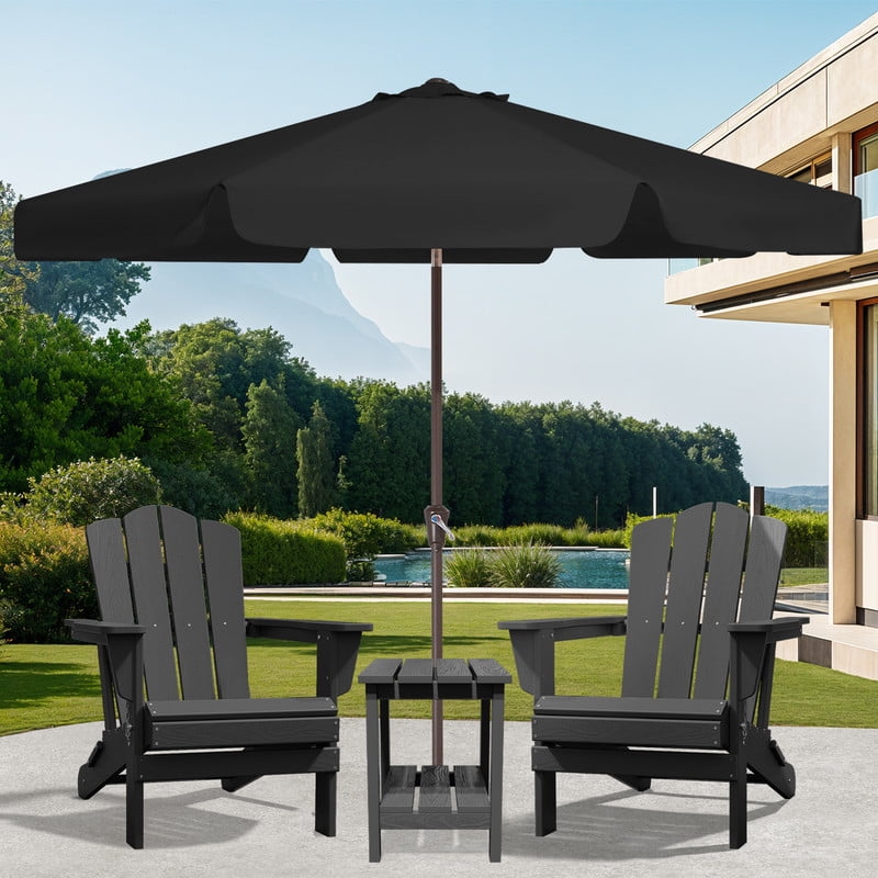 JUSTLET 10 FT Outdoor Patio Umbrella with Push Button Tilt and Crank Sysytem, Round Umbrella for Garden, Poolside, Deck and Backyard, Orange