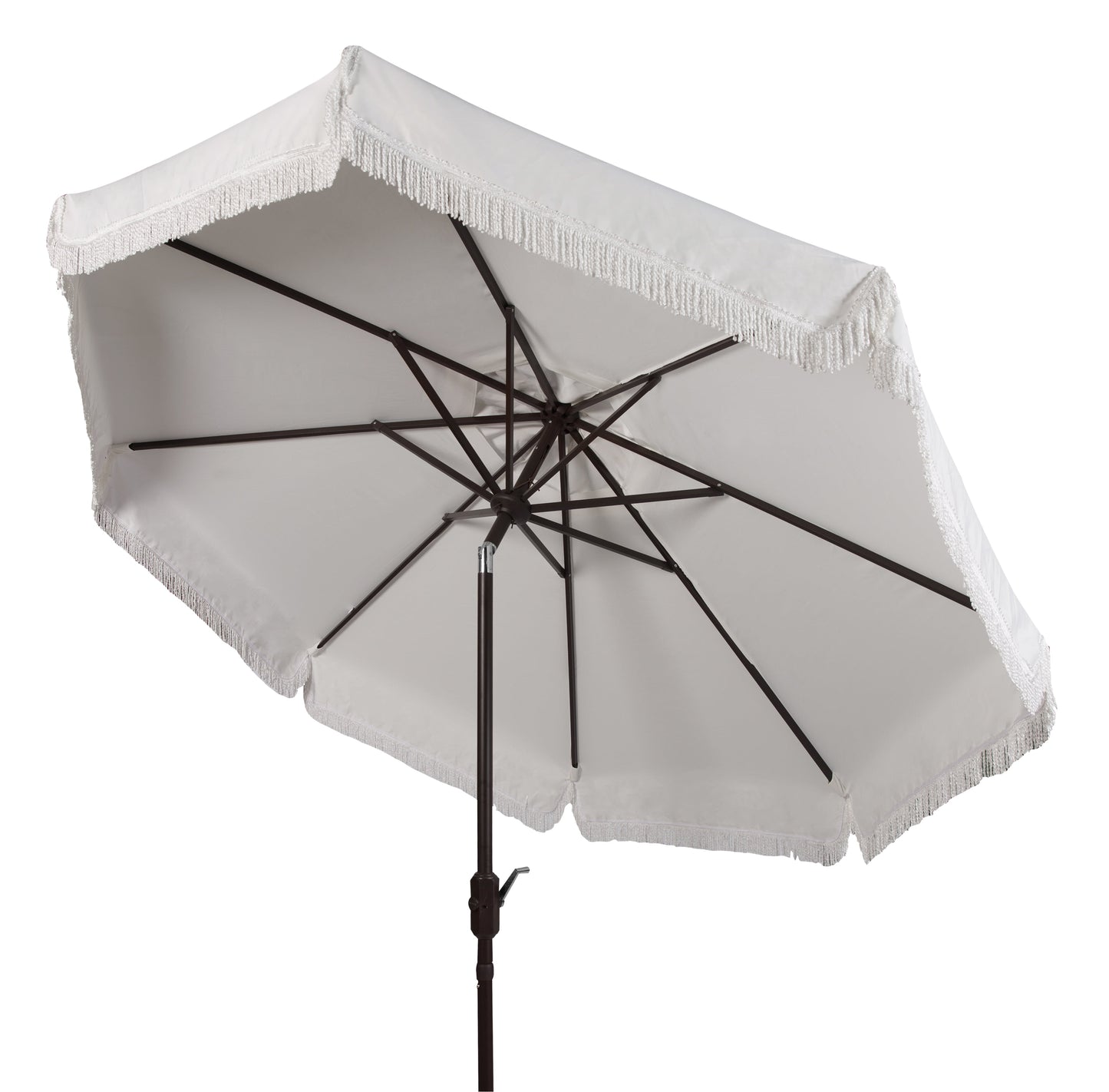 SAFAVIEH Outdoor Collection Milan Fringe 9-Foot Tilt Umbrella Navy/White
