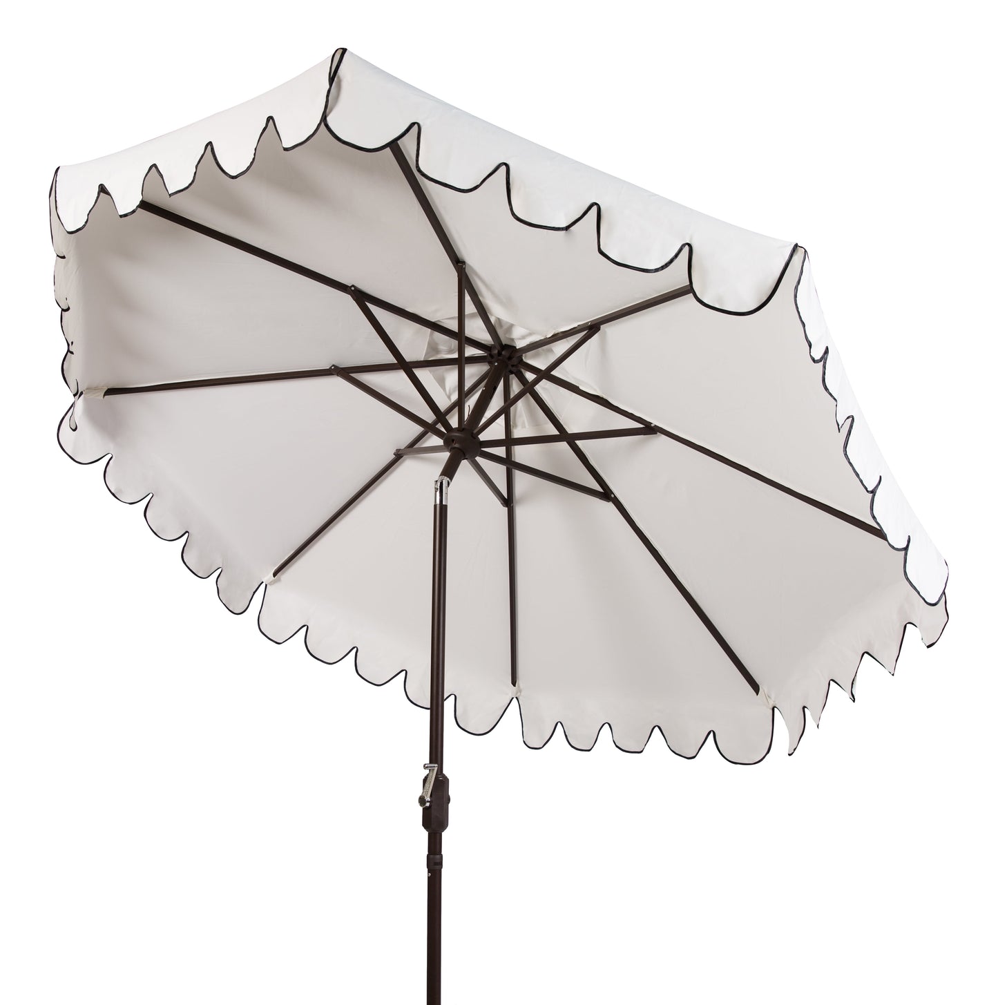 SAFAVIEH Outdoor Collection Venice Single Scallop 9-Foot Tilt Umbrella Navy/White
