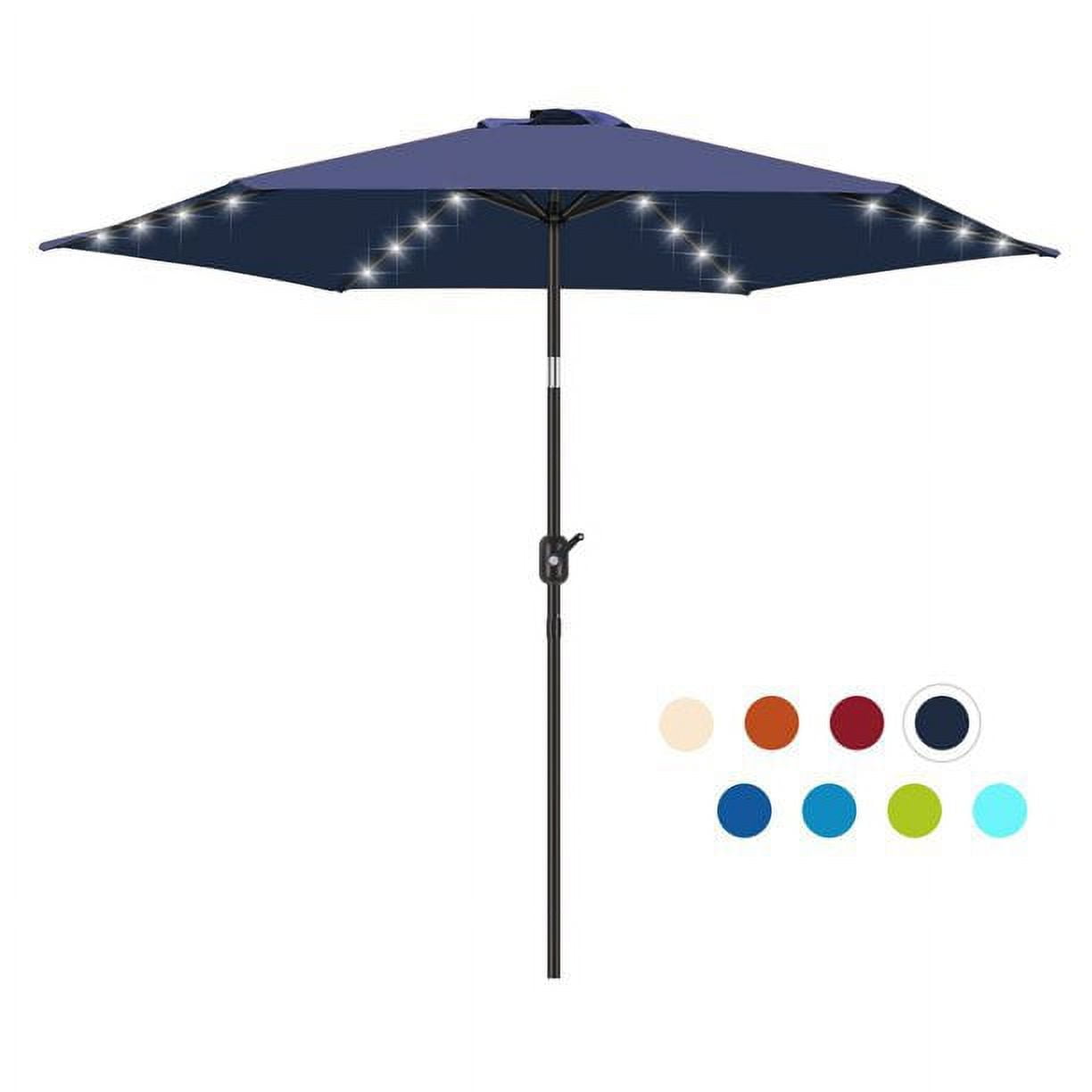 Scafild | 7.5 ft Solar LED Light Patio Umbrella Outdoor W/ Easy Tilt - Peacock Blue