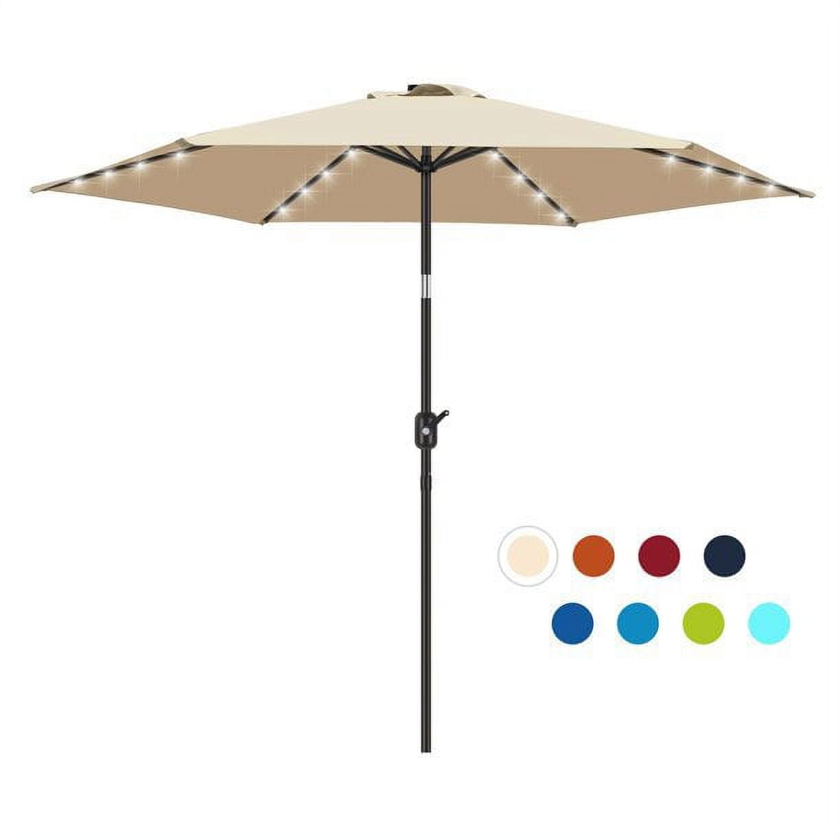 Scafild | 7.5 ft Solar LED Light Patio Umbrella Outdoor W/ Easy Tilt - Peacock Blue