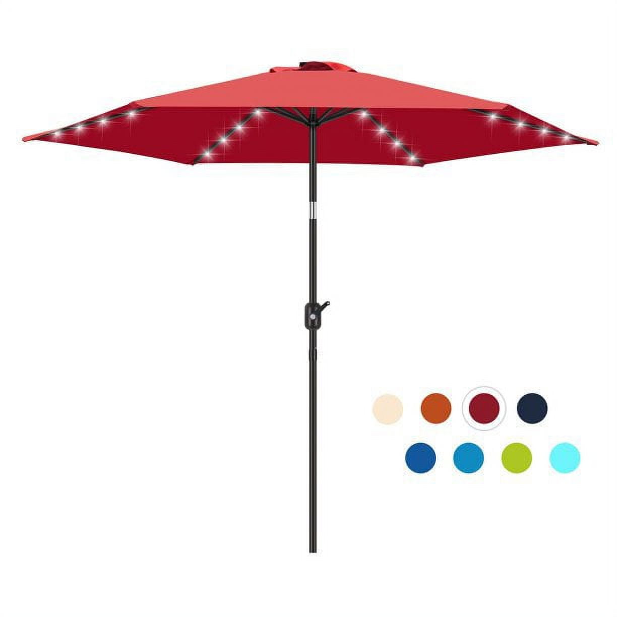 Scafild | 7.5 ft Solar LED Light Patio Umbrella Outdoor W/ Easy Tilt - Peacock Blue