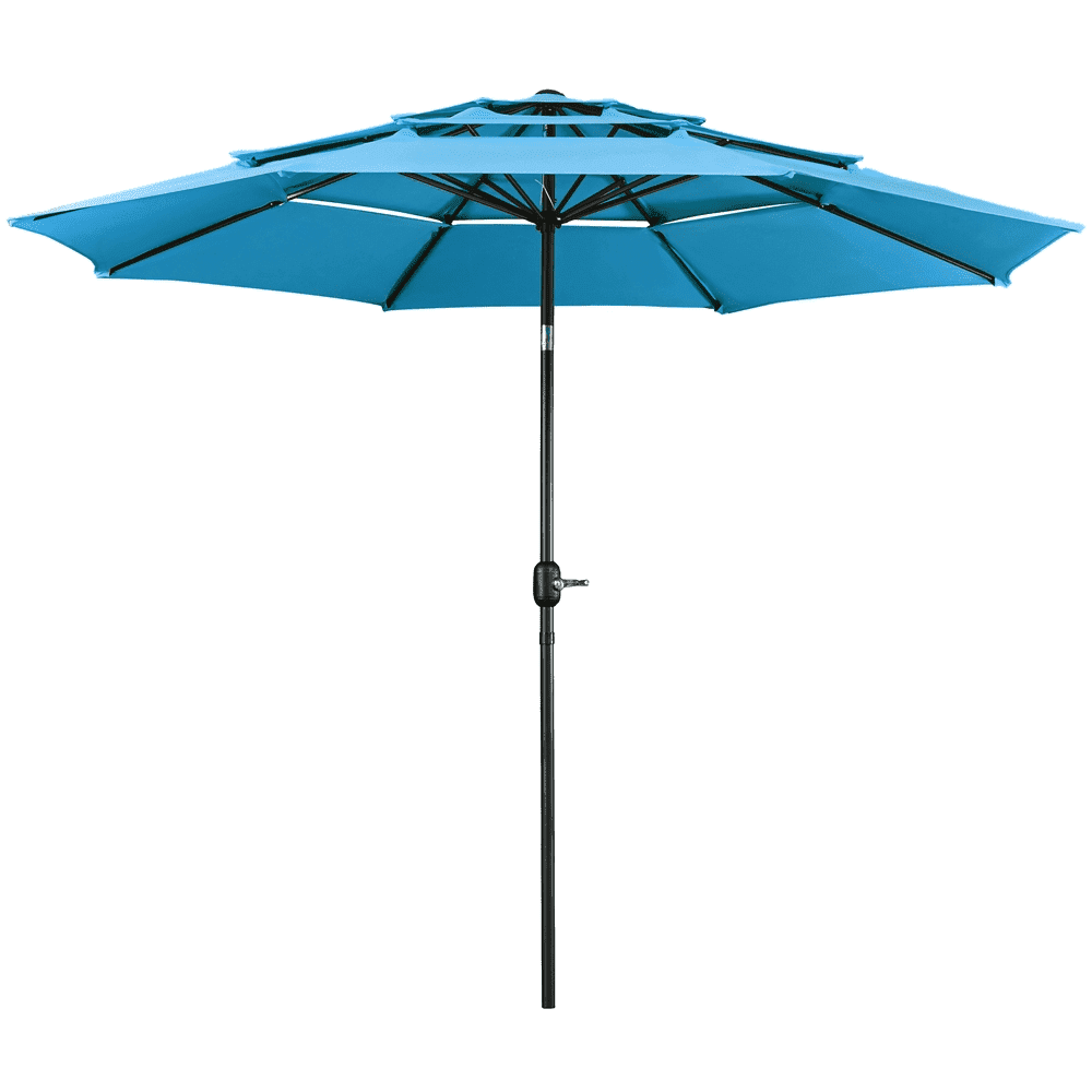 Topeakmart 10ft 3 Tier Patio Umbrella Outdoor Vented Table Umbrella with 8 Sturdy Ribs, Tan