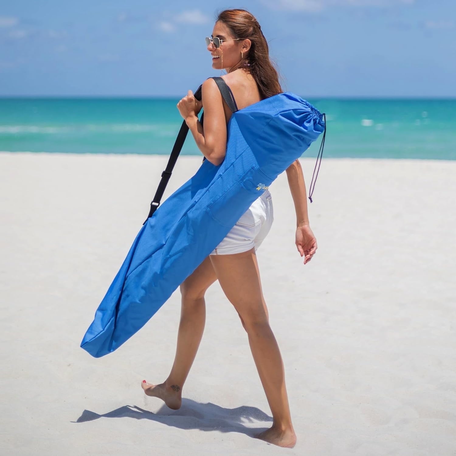 AMMSUN Commercial Grade Heavy Duty Beach Umbrella Carry Bag Universal for Outdoor Beach & Patio,Blue
