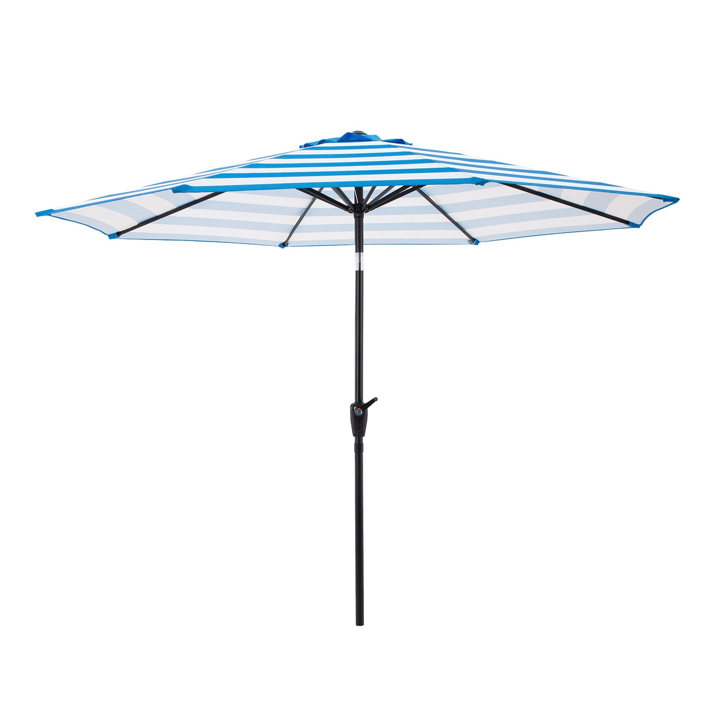 Pure Garden 9ft Striped Patio Umbrella with Crank and Tilt, Outdoor Sunshade for Table, Blue/White