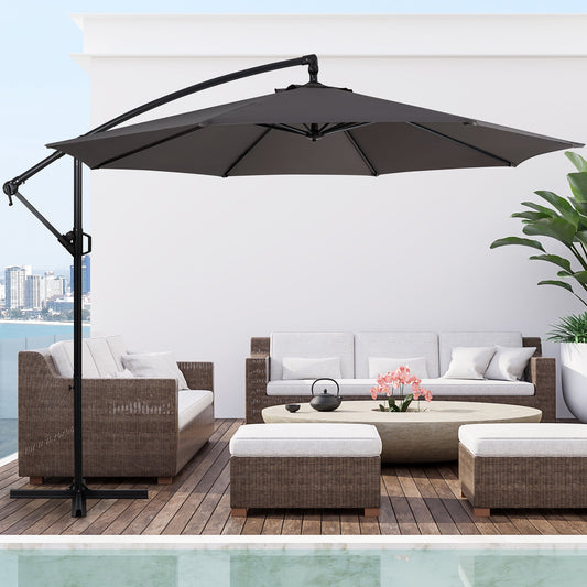Walsunny 9FT Outdoor Hanging Offset Cantilever Umbrella with Cross Base, Patio Market Umbrella with Crank for Backyard Deck Poolside, Dark Blue