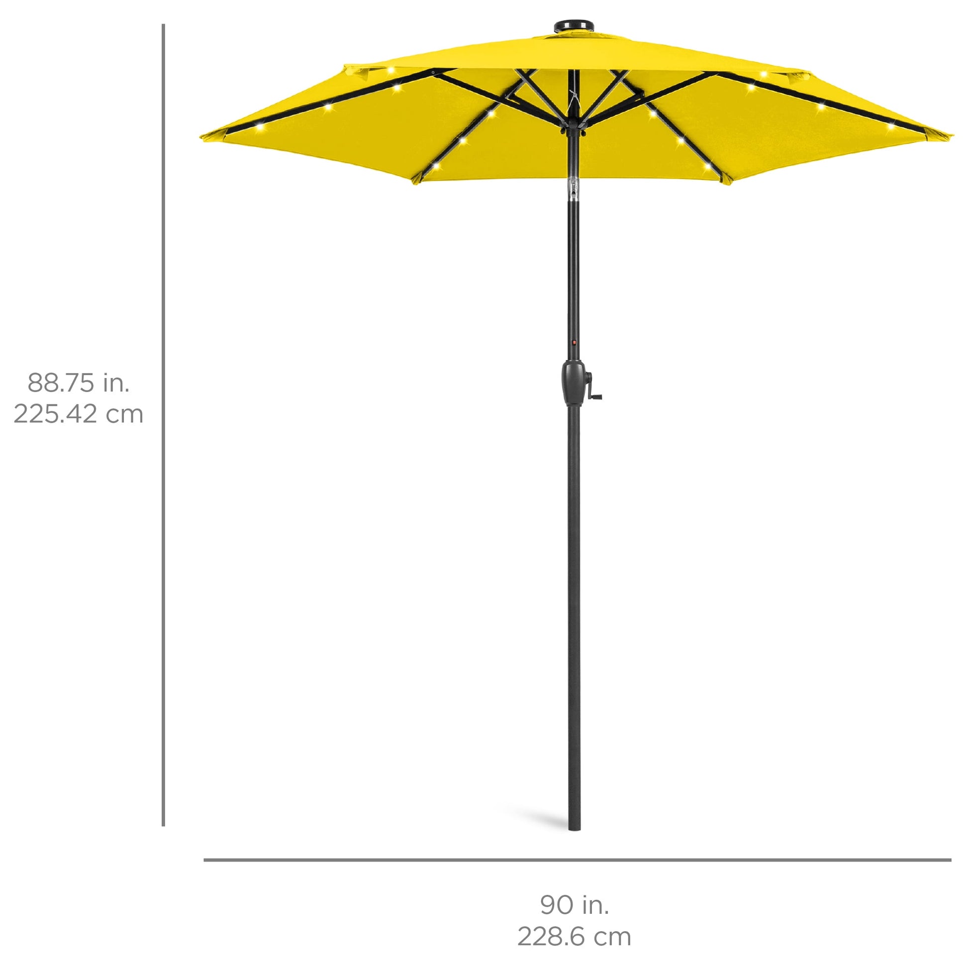 Best Choice Products 7.5ft Outdoor Solar Patio Umbrella for Deck, Pool w/ Tilt, Crank, LED Lights - Yellow