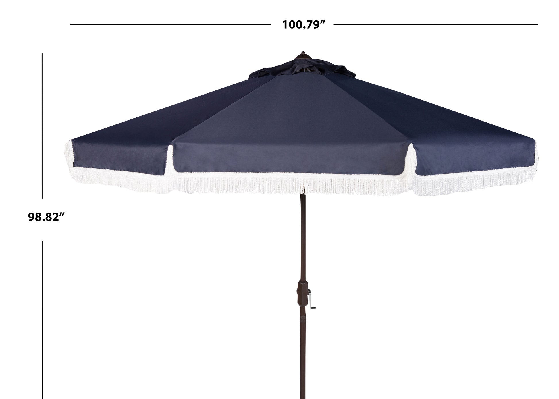 SAFAVIEH Outdoor Collection Milan Fringe 9-Foot Tilt Umbrella Navy/White