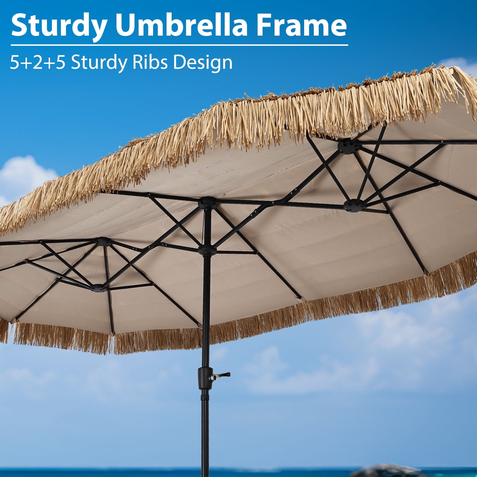 Autlaycil 13 ft Tiki Umbrella, Thatched, Hawaiian, Pool, Patio, Beach