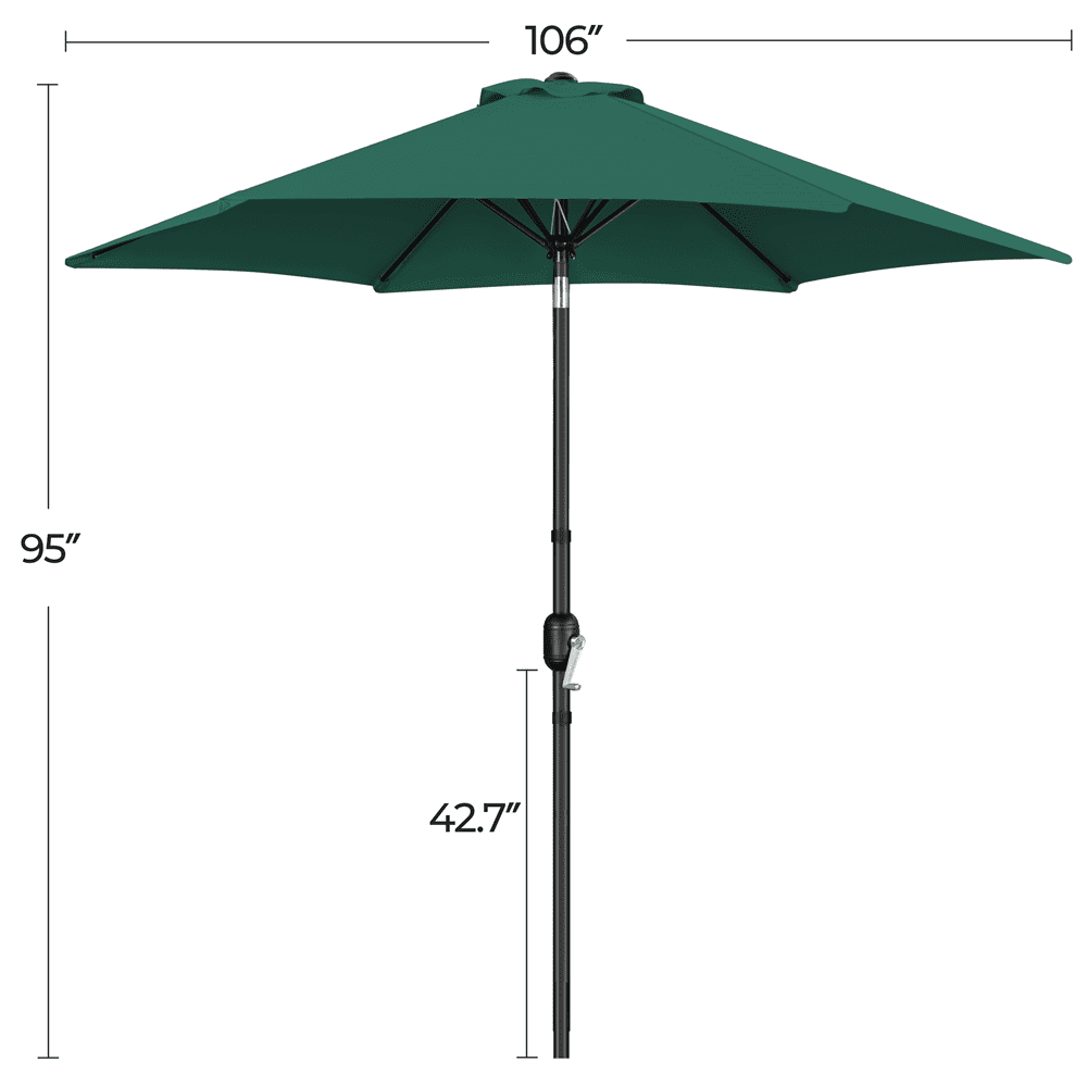 Renwick 9 Ft Outdoor Patio Umbrella with Push Button Tilt and Crank, Dark Green