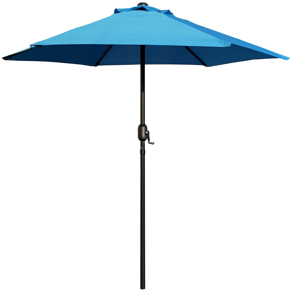Abble 7.5ft Outdoor Patio Umbrella with Crank – 6-Rib Market Umbrella for Garden, Deck, Backyard, or Pool